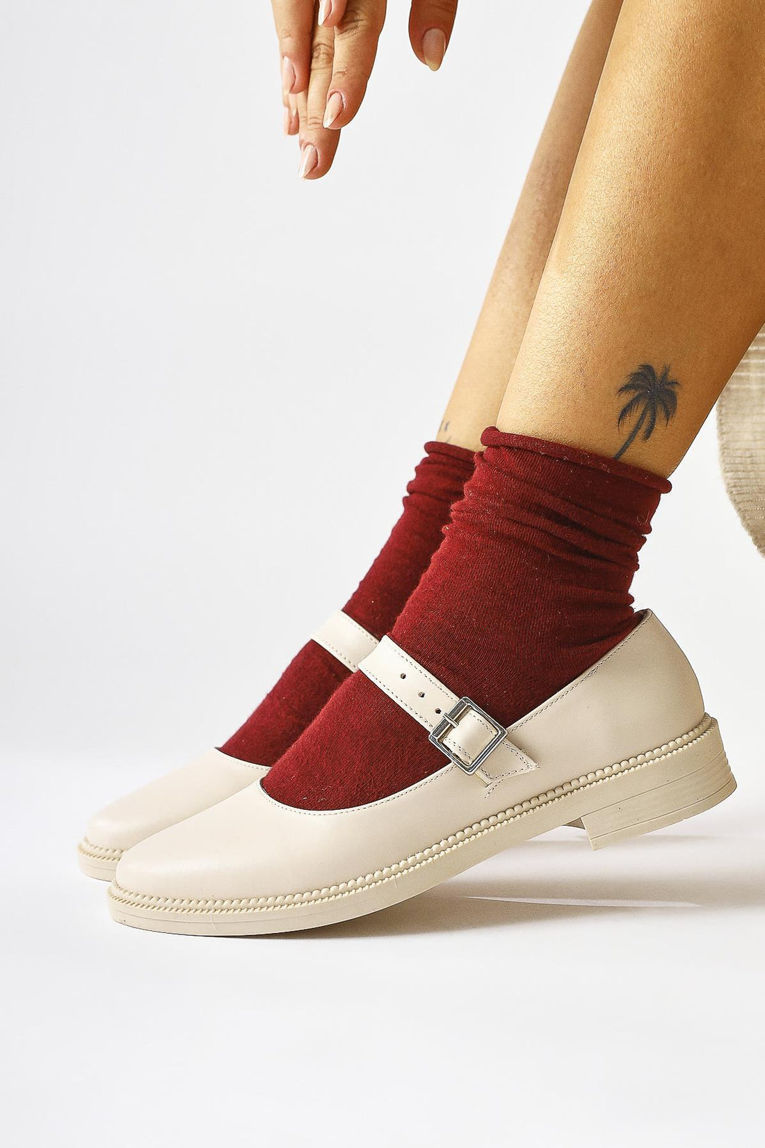 Vivy Cream Round Toe Single Strap Everyday Shoe