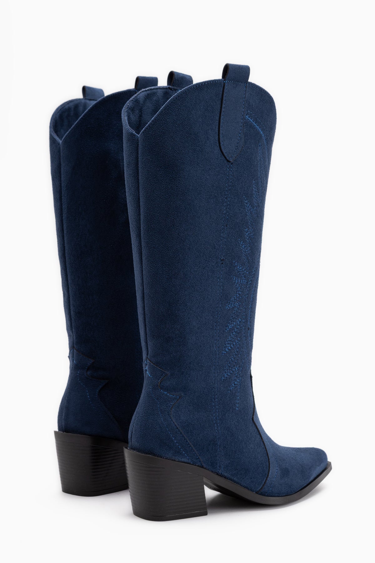 Hero Navy Suede Embroidered Cowboy Boots
