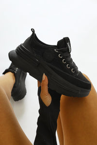 Ancy Black Parachute Fabric Star Patch Sneakers