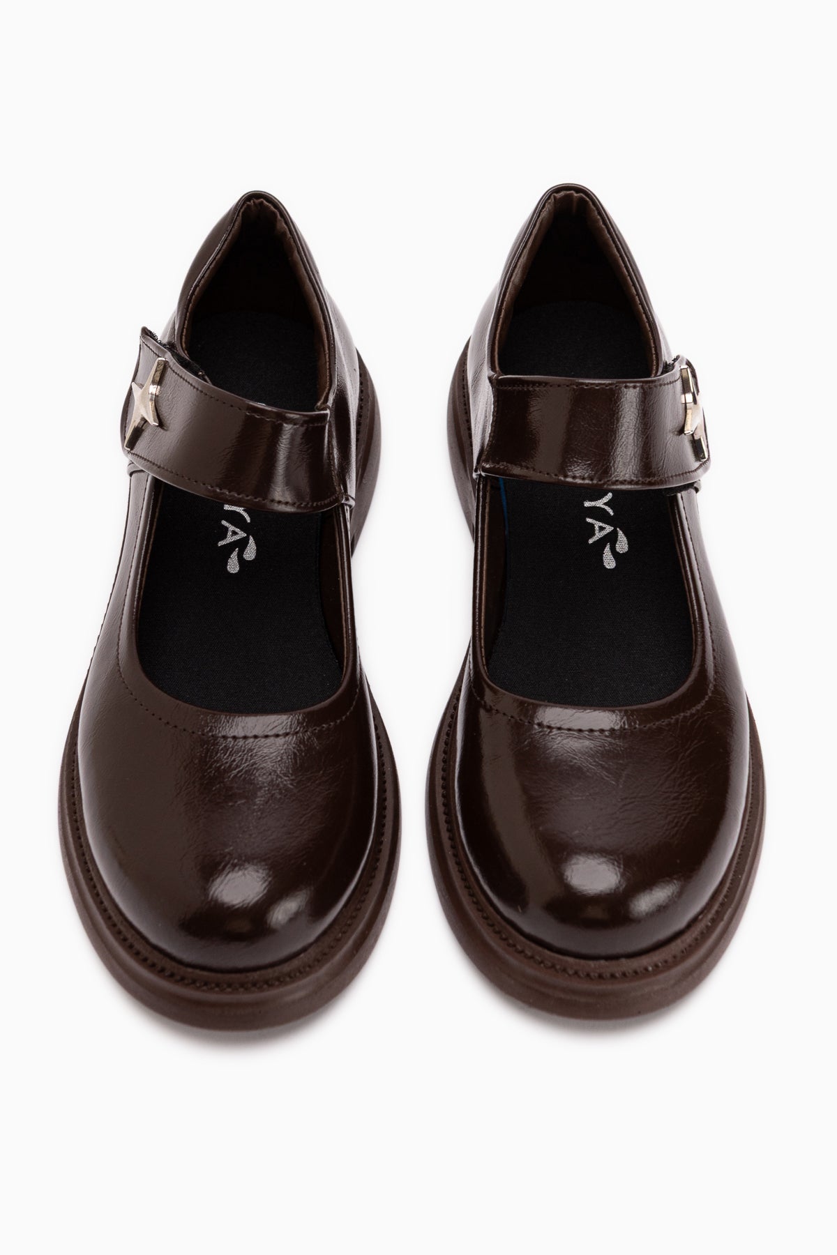 Rozalin Brown Strap Thick Sole Women’s Mary Jane Ballet Flats