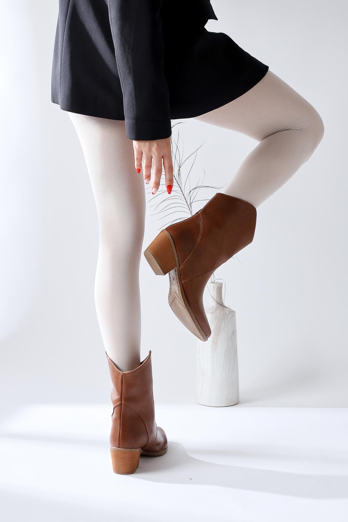 Knut – Cognac Asymmetric-Cut Pointed-Toe Western Boot (Women)