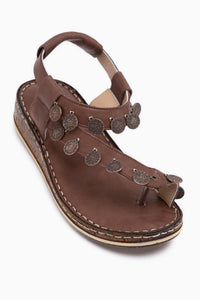 Genuine Leather Lilah Brown Antique Detailed Women’s Sandal