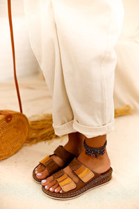 Kassid Brown Genuine Leather Comfort Slippers