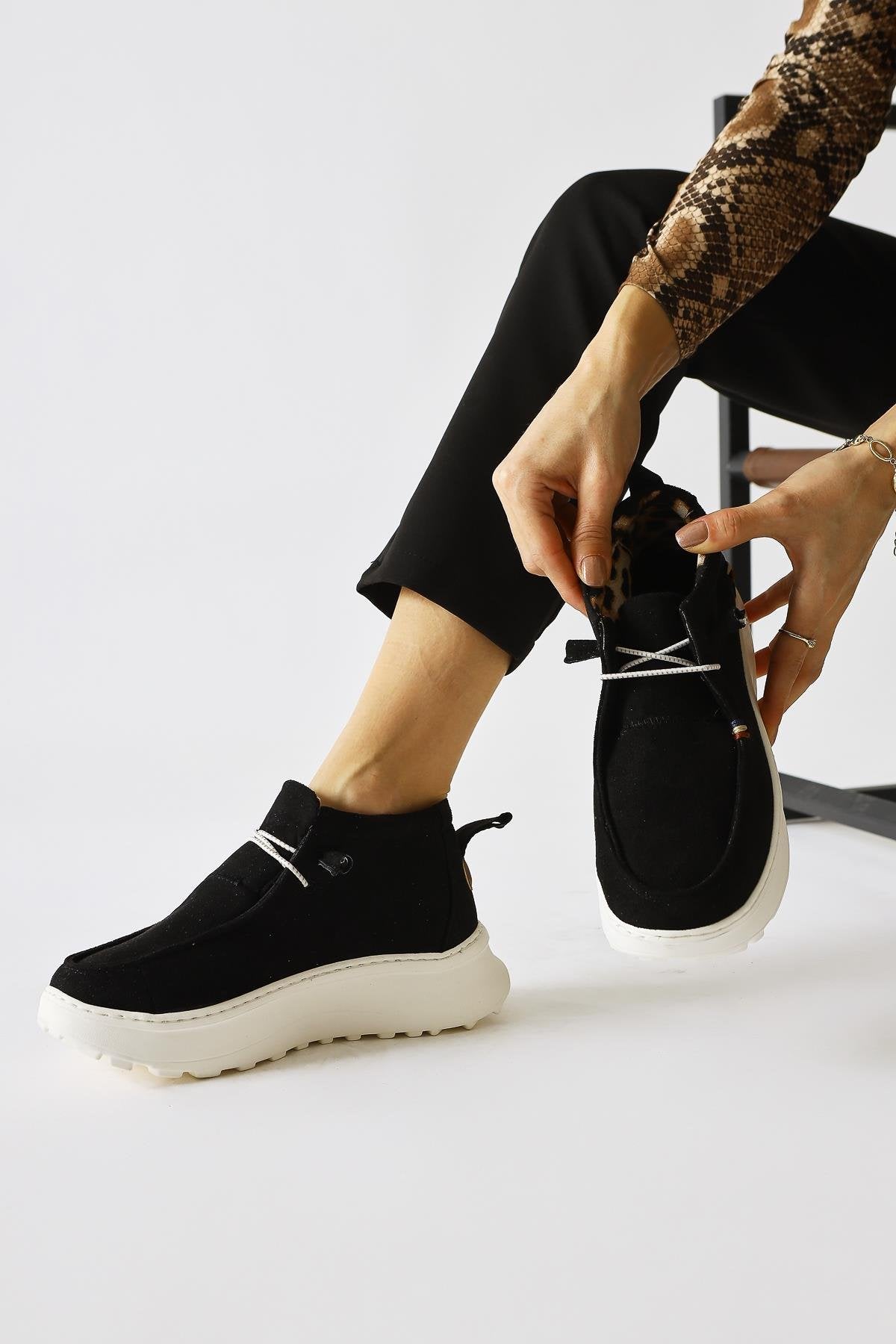 Stacey Black Suede Lace-Up Casual Shoe