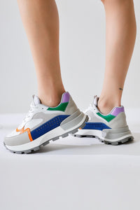 Sin Grey-Navy Suede Lace-Up High-Platform Sneakers