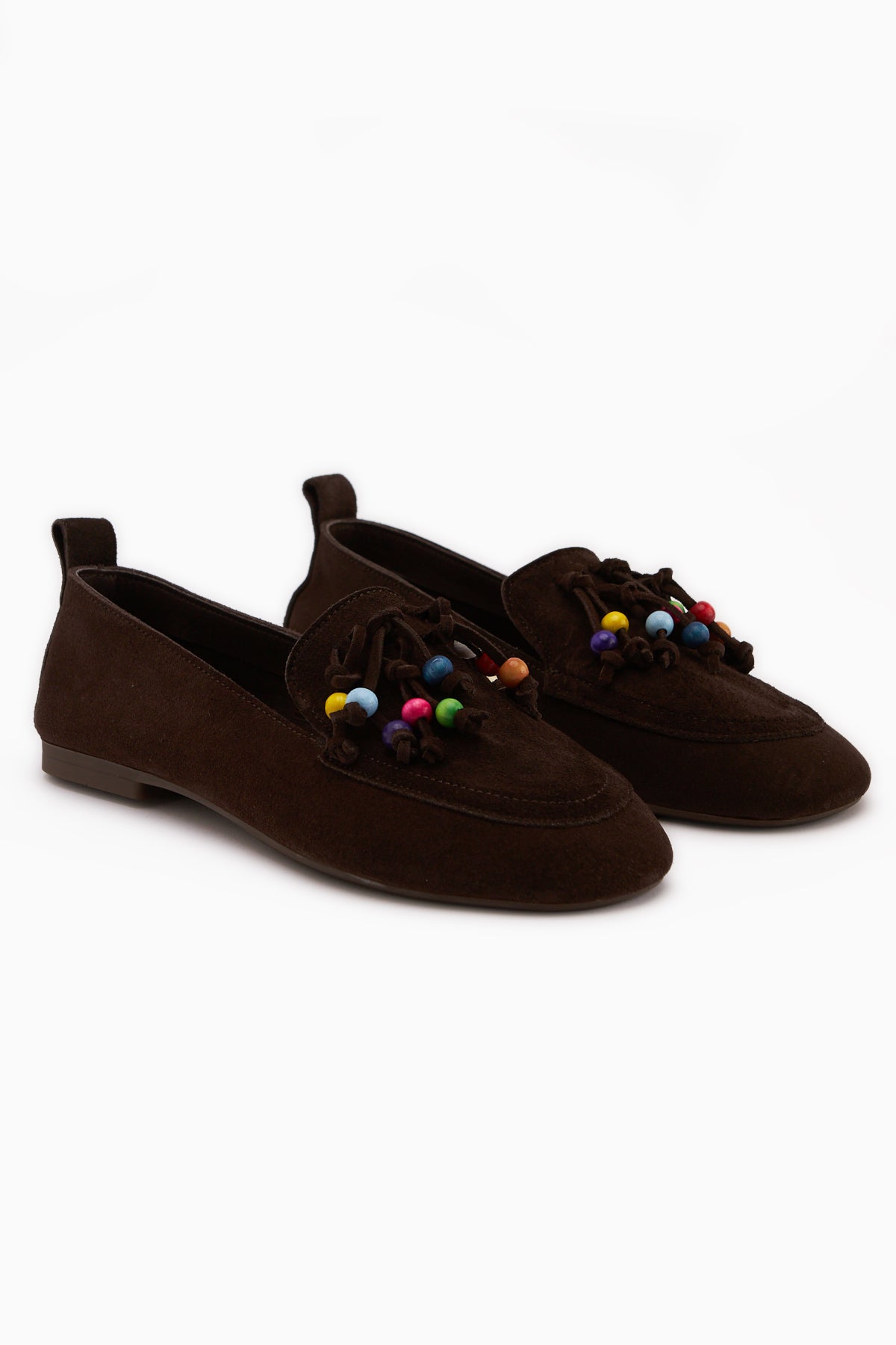 Benita Genuine Leather Brown Beaded Detailed Women’s Loafer