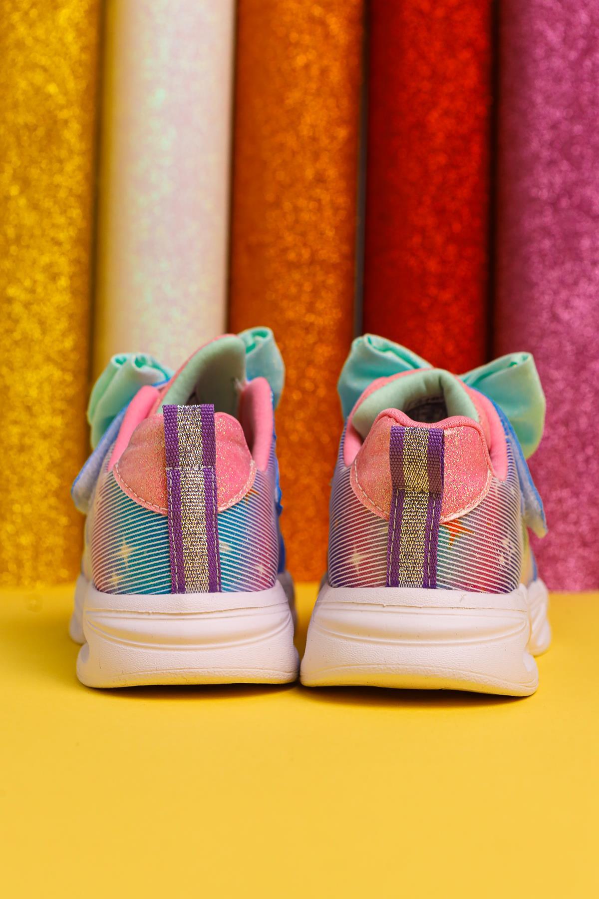 Gaia Blue Kids' Sport Shoes with Bow Detail and Light-Up Features