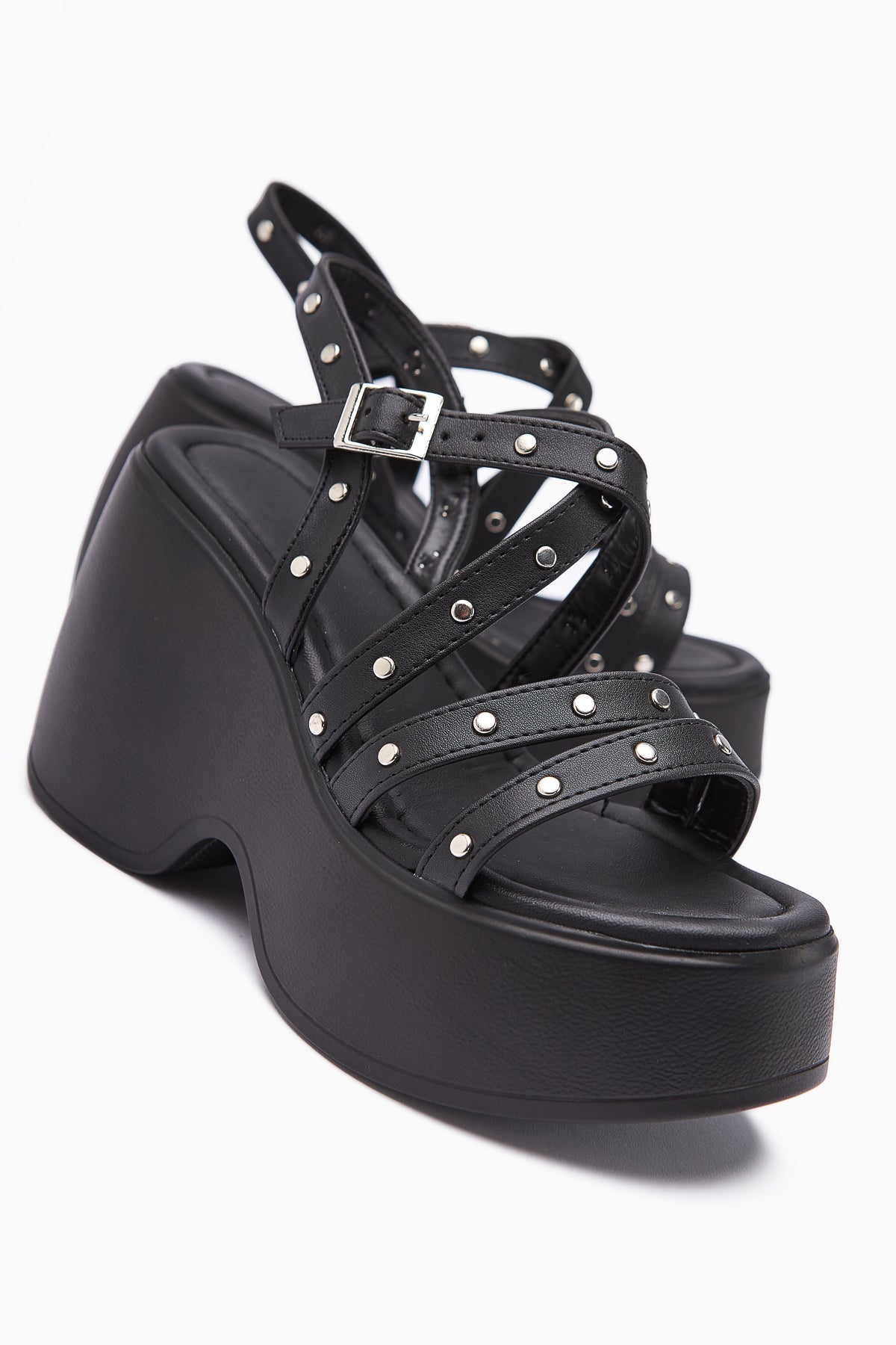 Ying Black Strappy Platform Heels Women's Sandals