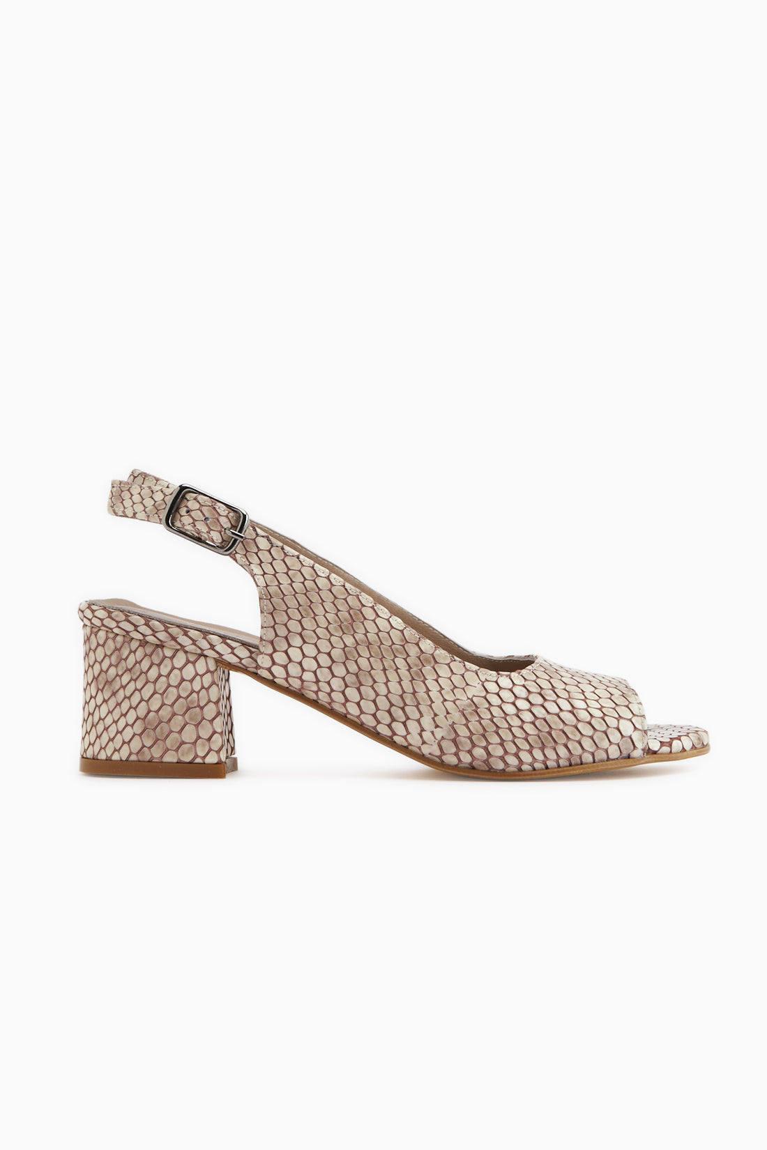 Catia Genuine Leather Beige Snake Patterned Women’s Heeled Sandal