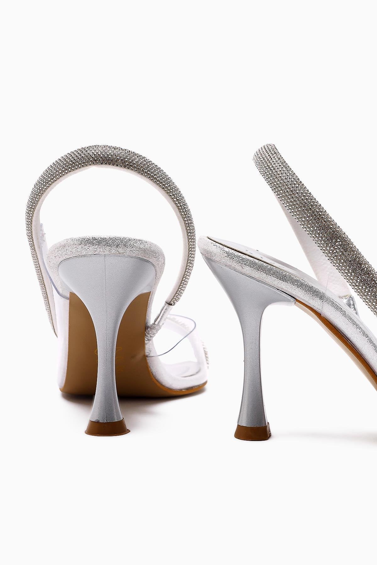 Agata Silver Pointed Toe Asymmetric Embellished Rope Women's Dress Shoe