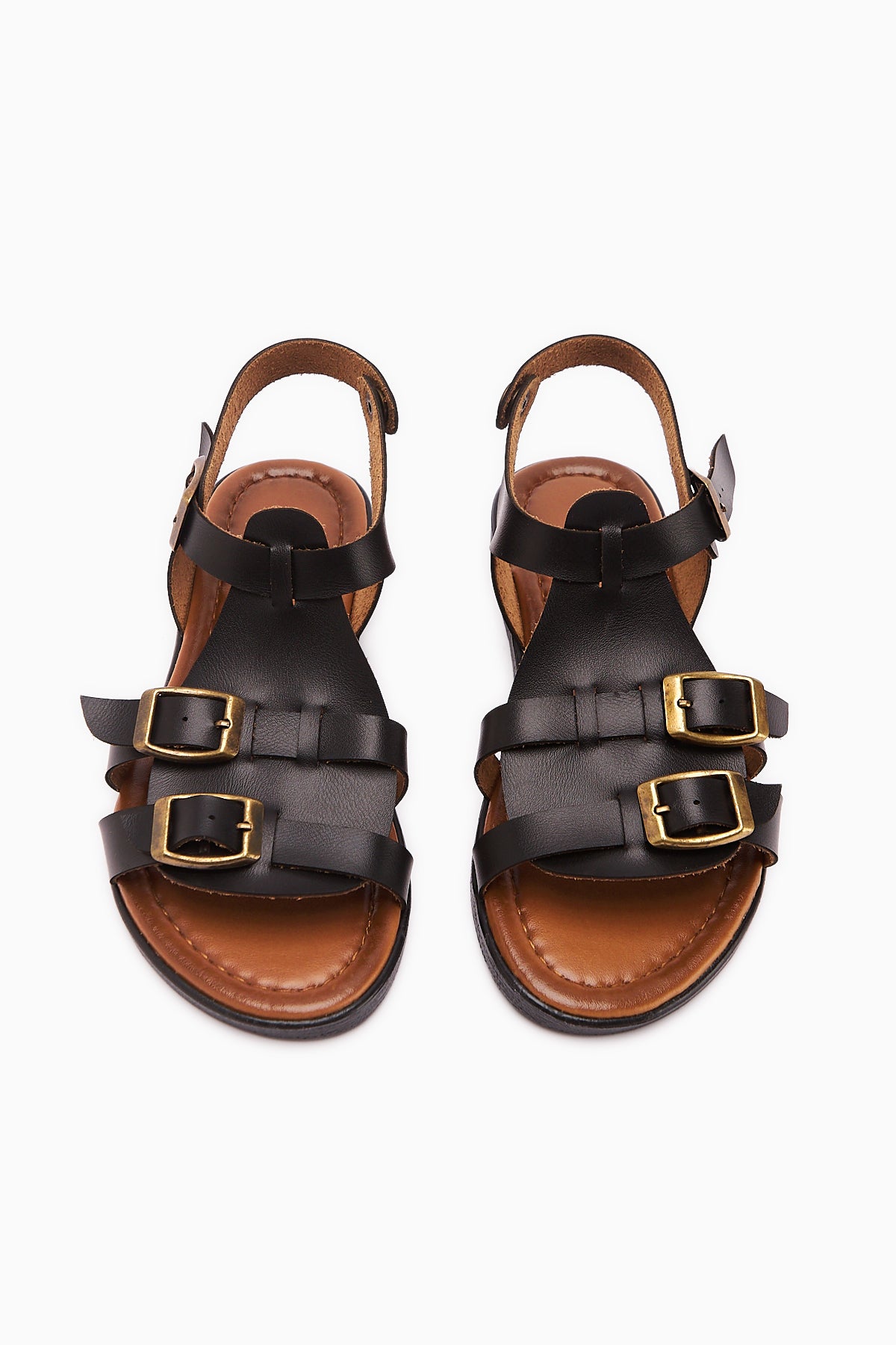Genuine Leather Desta Black Buckle Detailed Women’s Sandal