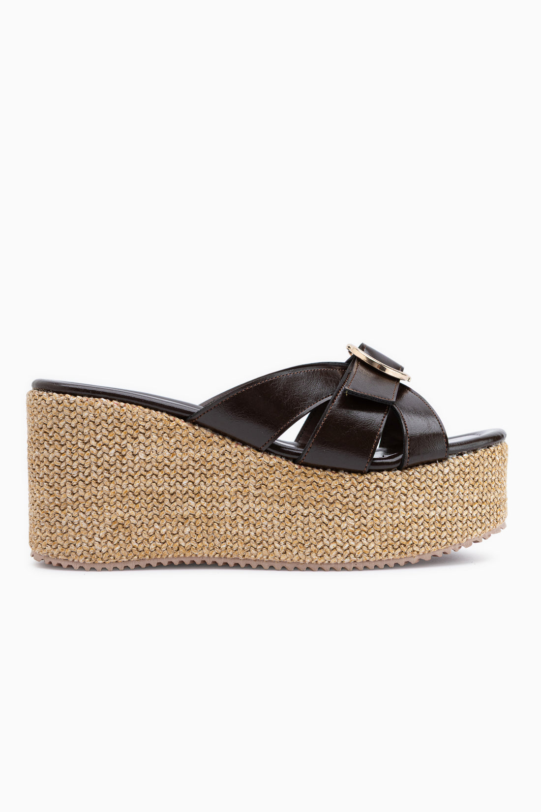 Malena Brown Woven High Heel Women’s Slipper
