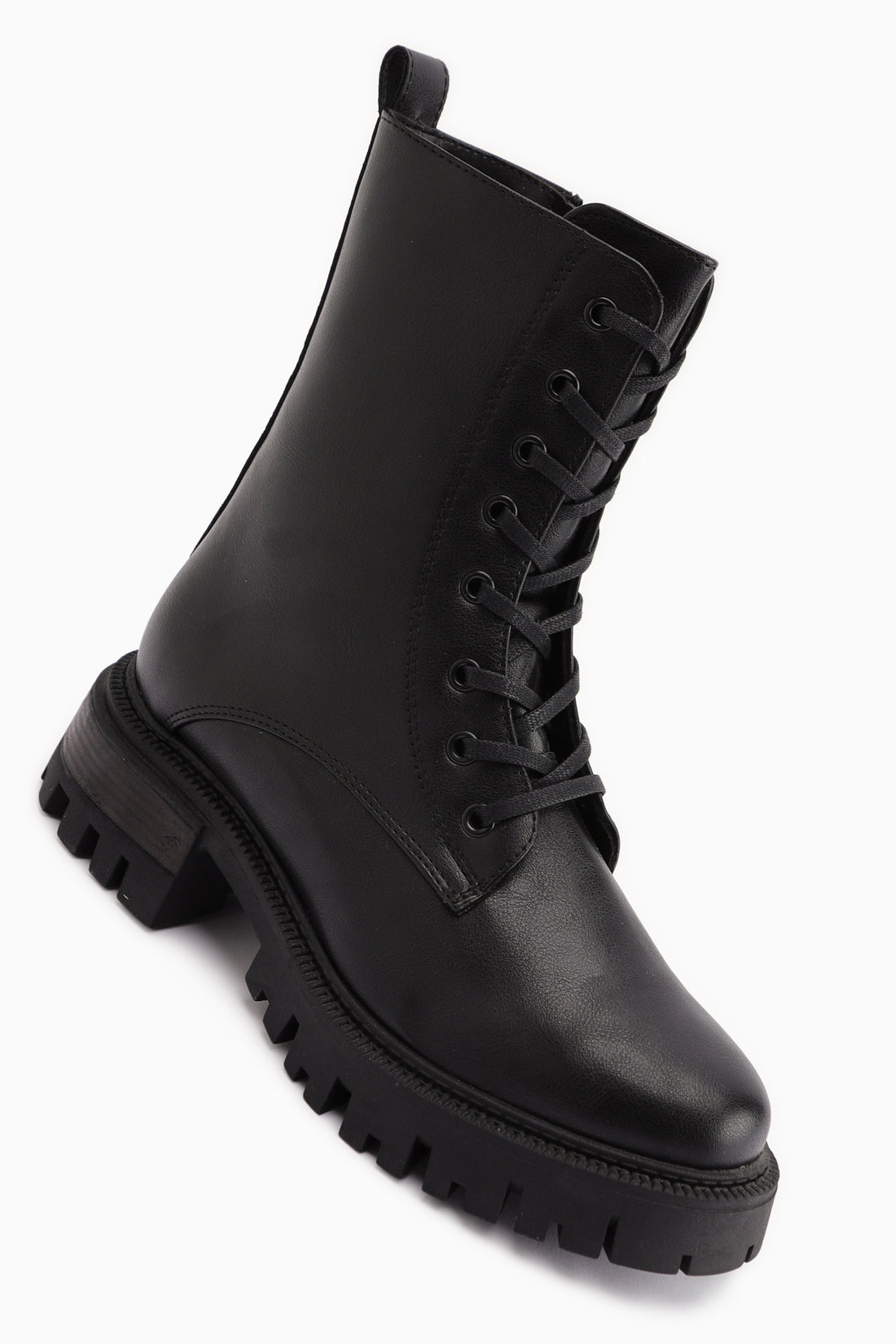 Suzette Black Lace-Up Thick Sole Women’s Boots