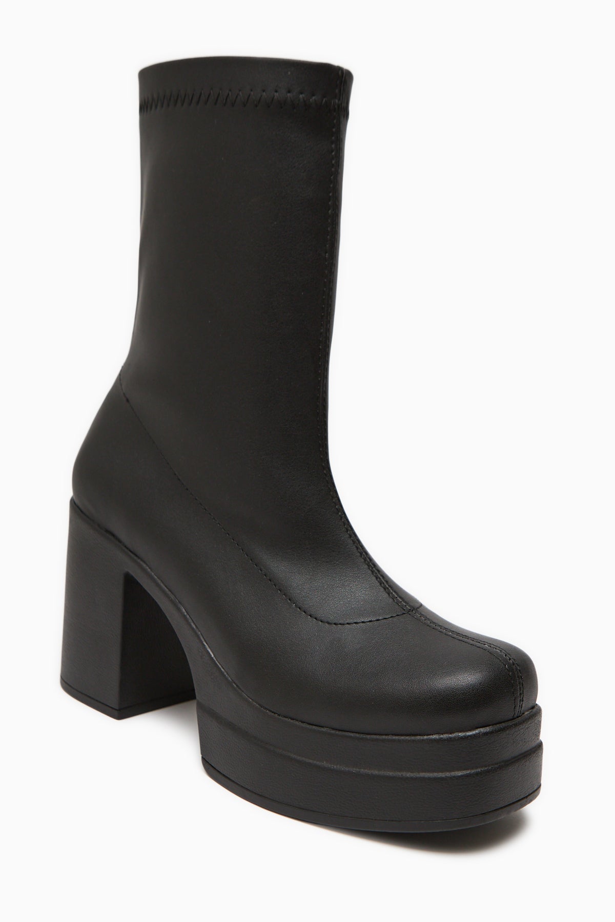 Bie Black Platform Heeled Women's Stretch Boot