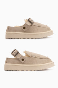 Cathy Beige Suede Fur Women’s Slippers