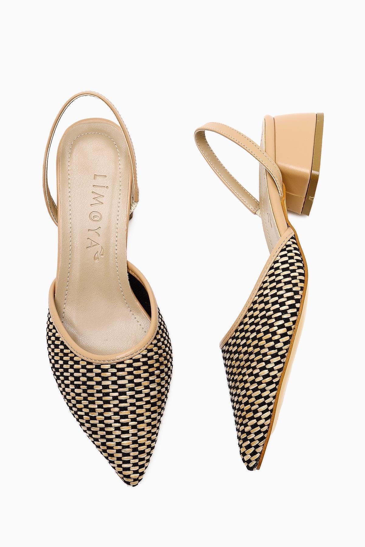 Rosa – Nude Pointed-Toe Straw Low-Heel Sandal (Women)