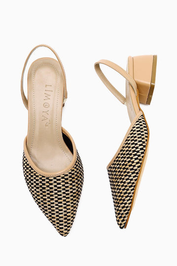 Rosa – Nude Pointed-Toe Straw Low-Heel Sandal (Women)