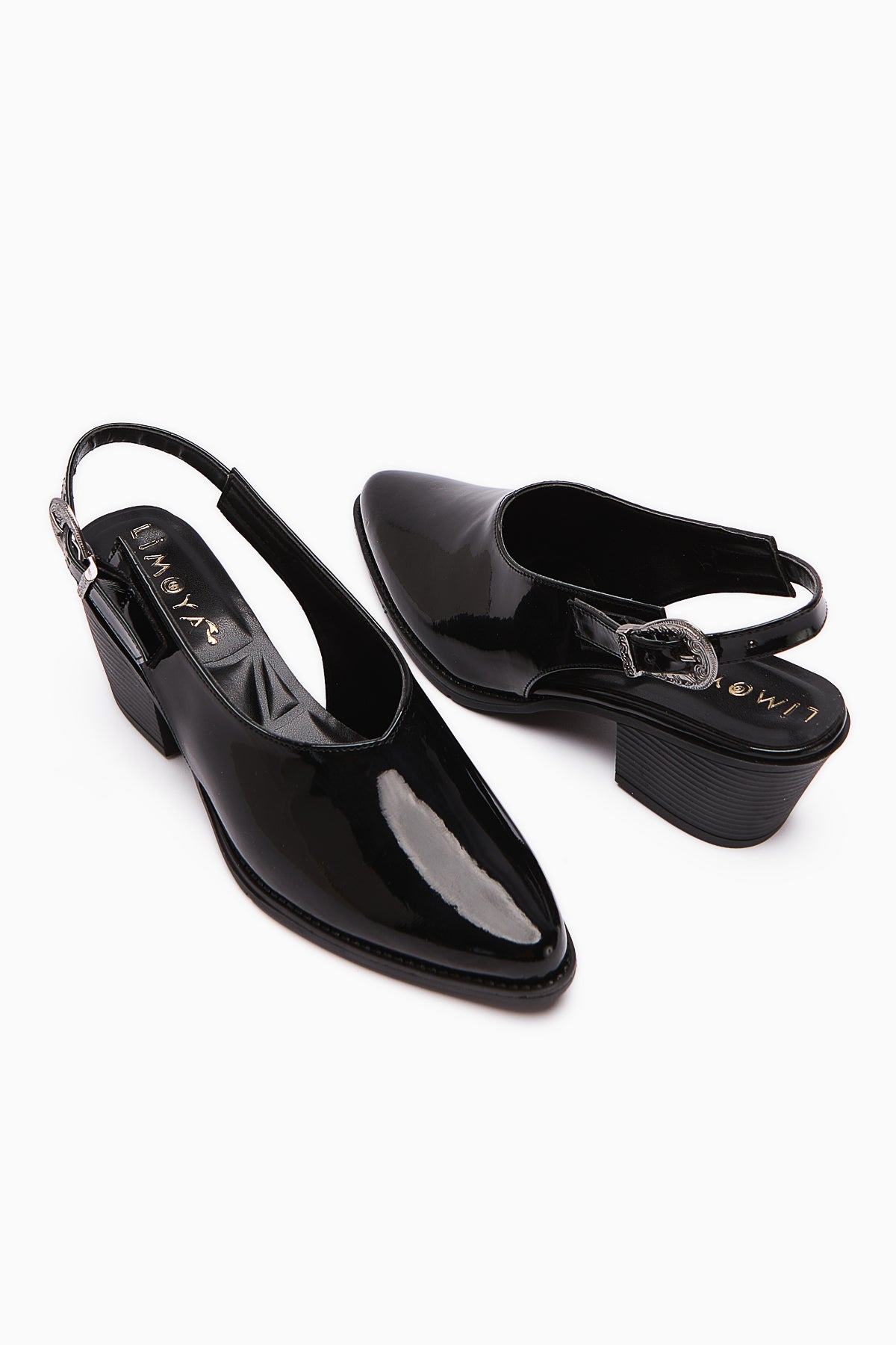 Emira Black Patent Leather Sandals with Closed Toe