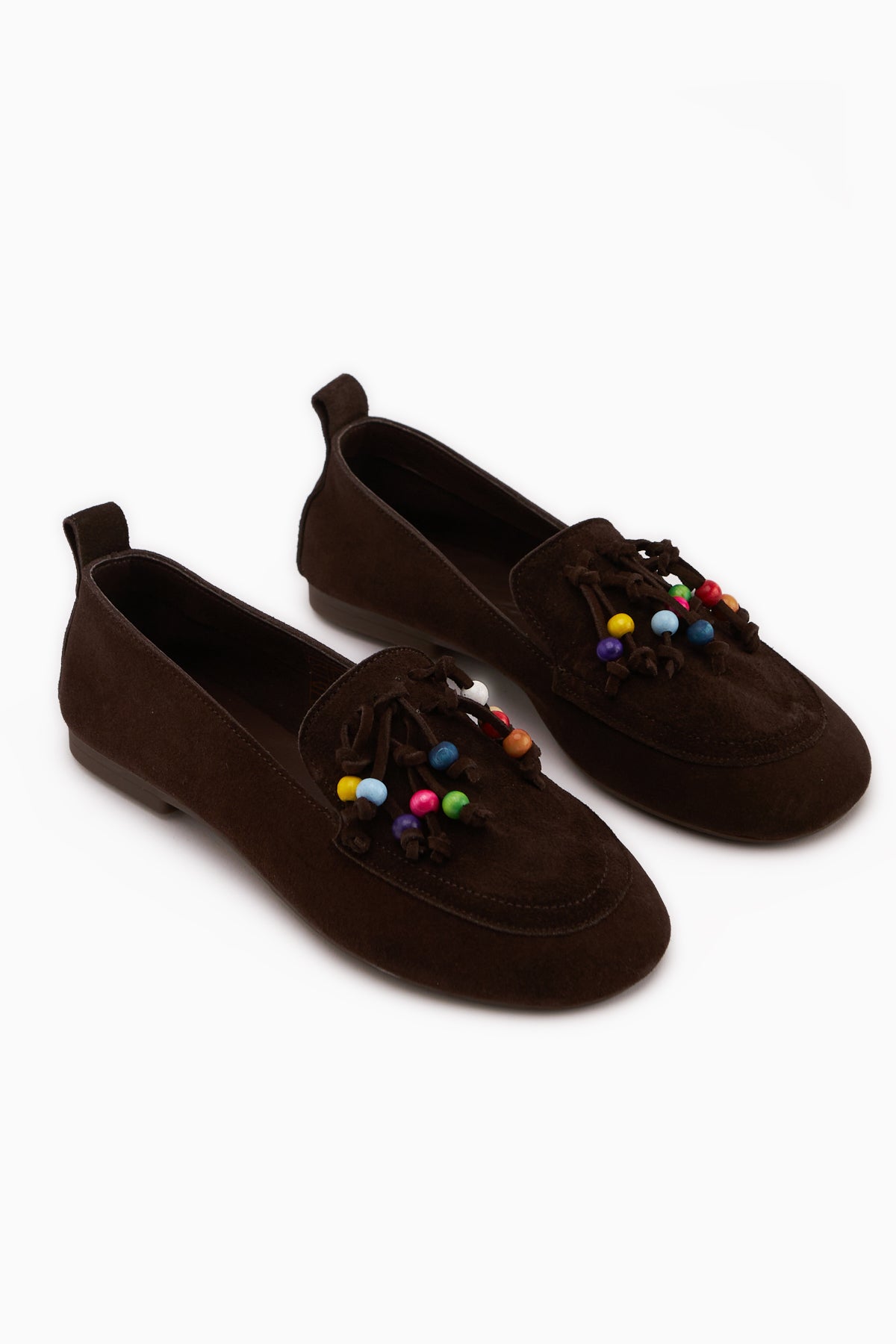 Benita Genuine Leather Brown Beaded Detailed Women’s Loafer