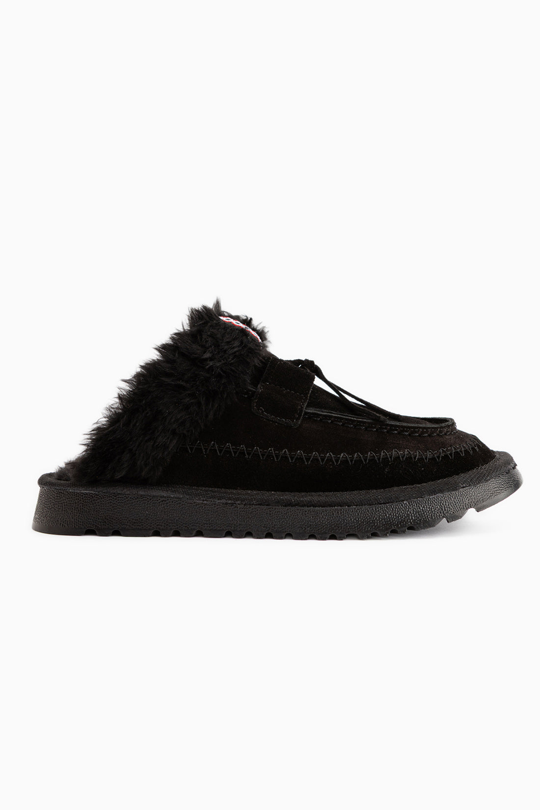 Tisha Black Suede Fur Detailed Women’s Slippers