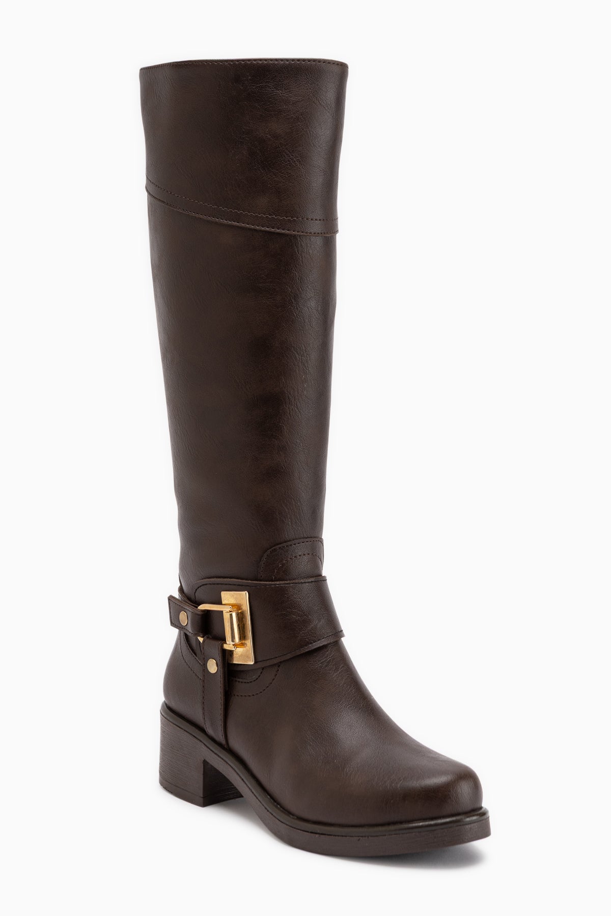 Hope Brown Buckled Thick Heeled Women’s Boots