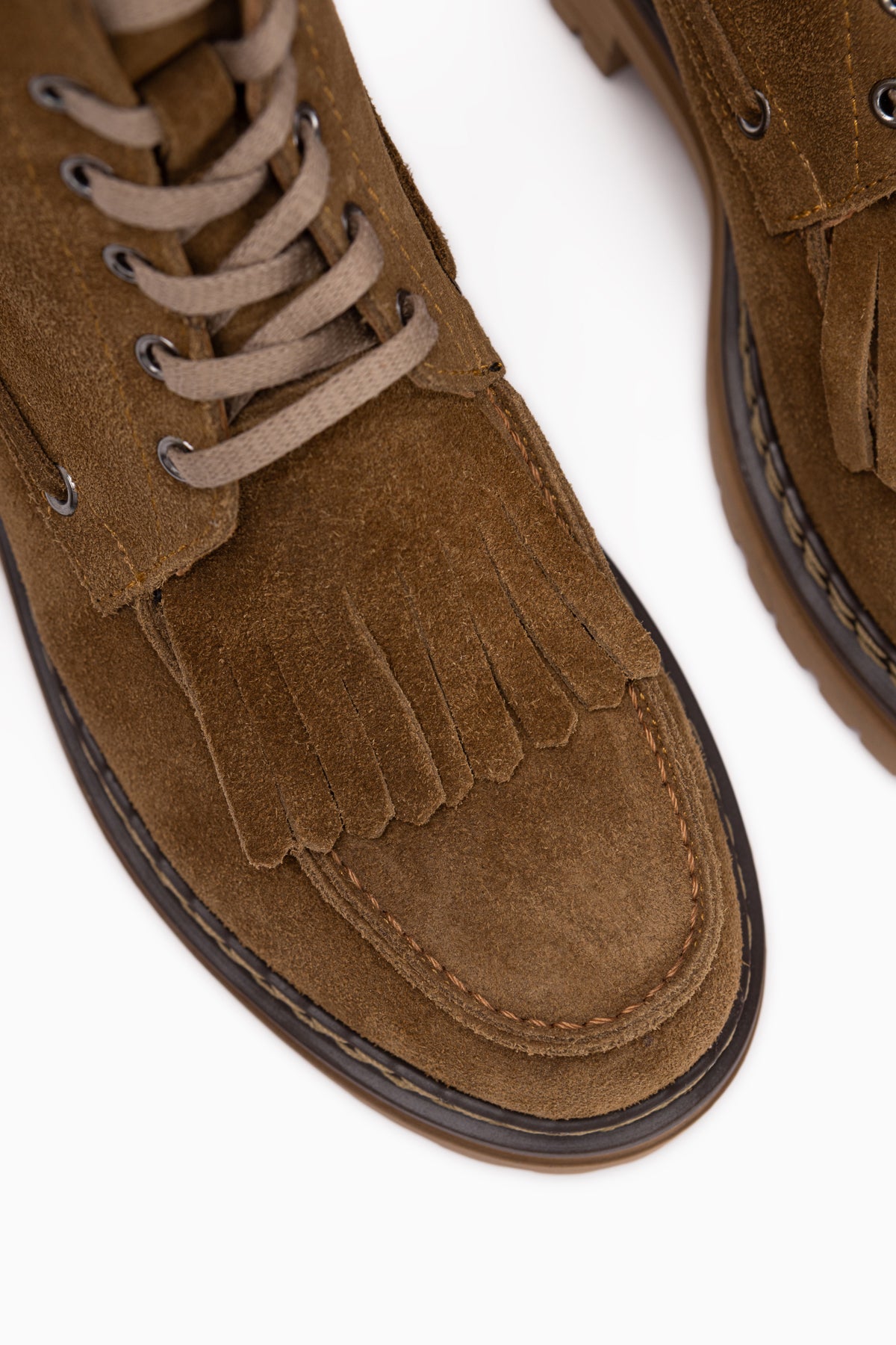 Minna Genuine Leather Walnut Suede Laced Women’s Boots