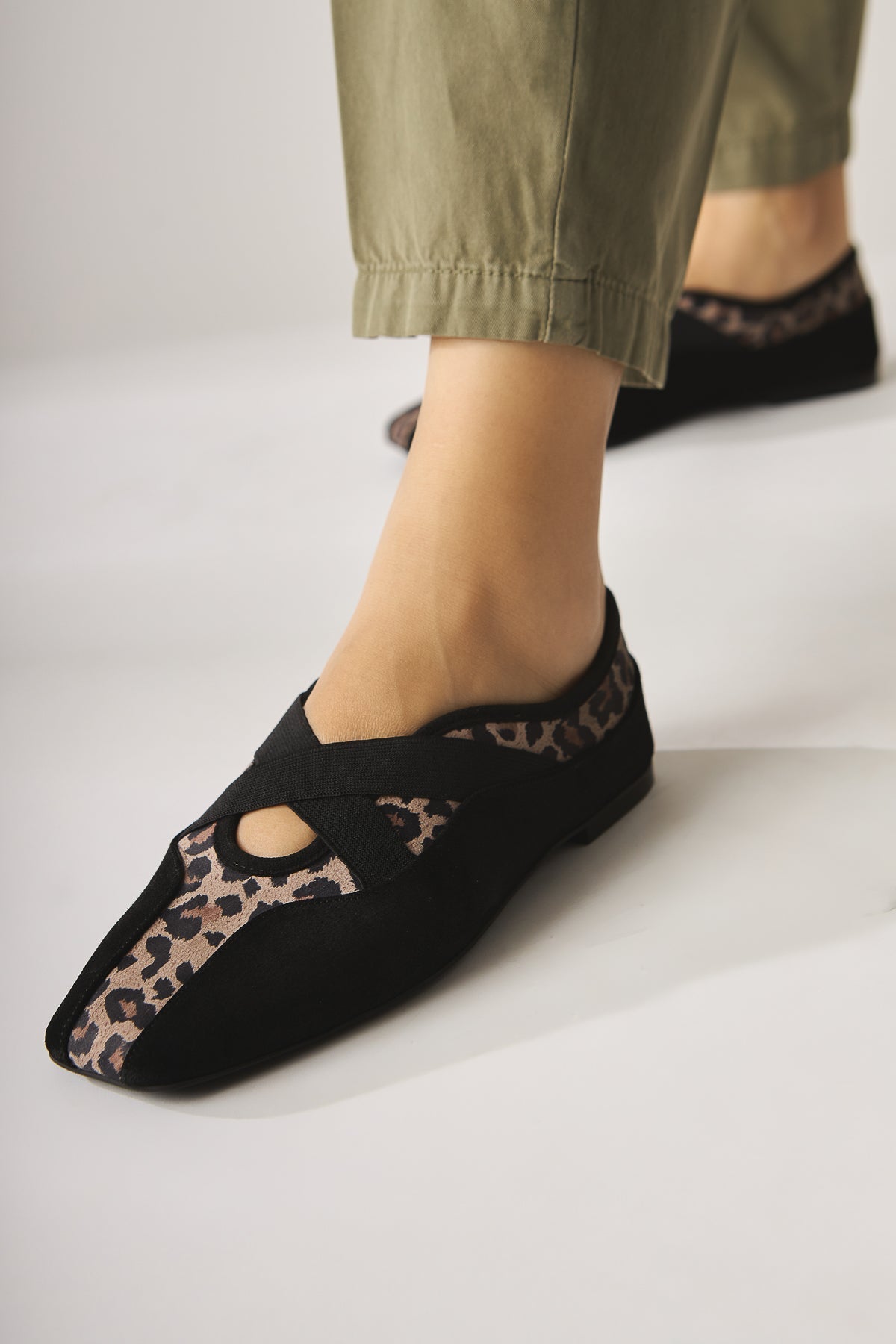 Erma Genuine Leather Black Ballerina Model Women's Flat Shoes