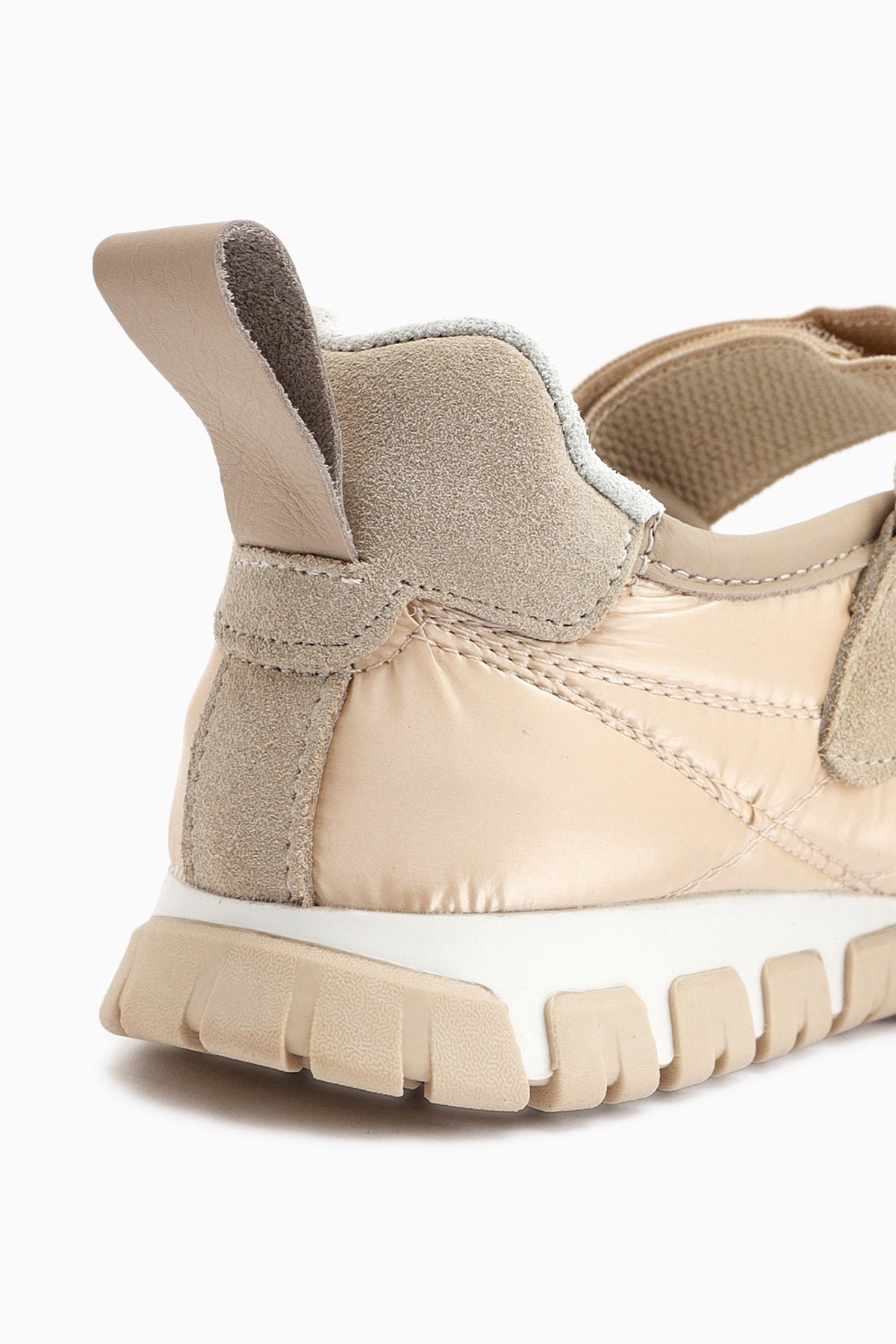 Nora Beige Fur-Lined Velcro Sporty Ballet Flat