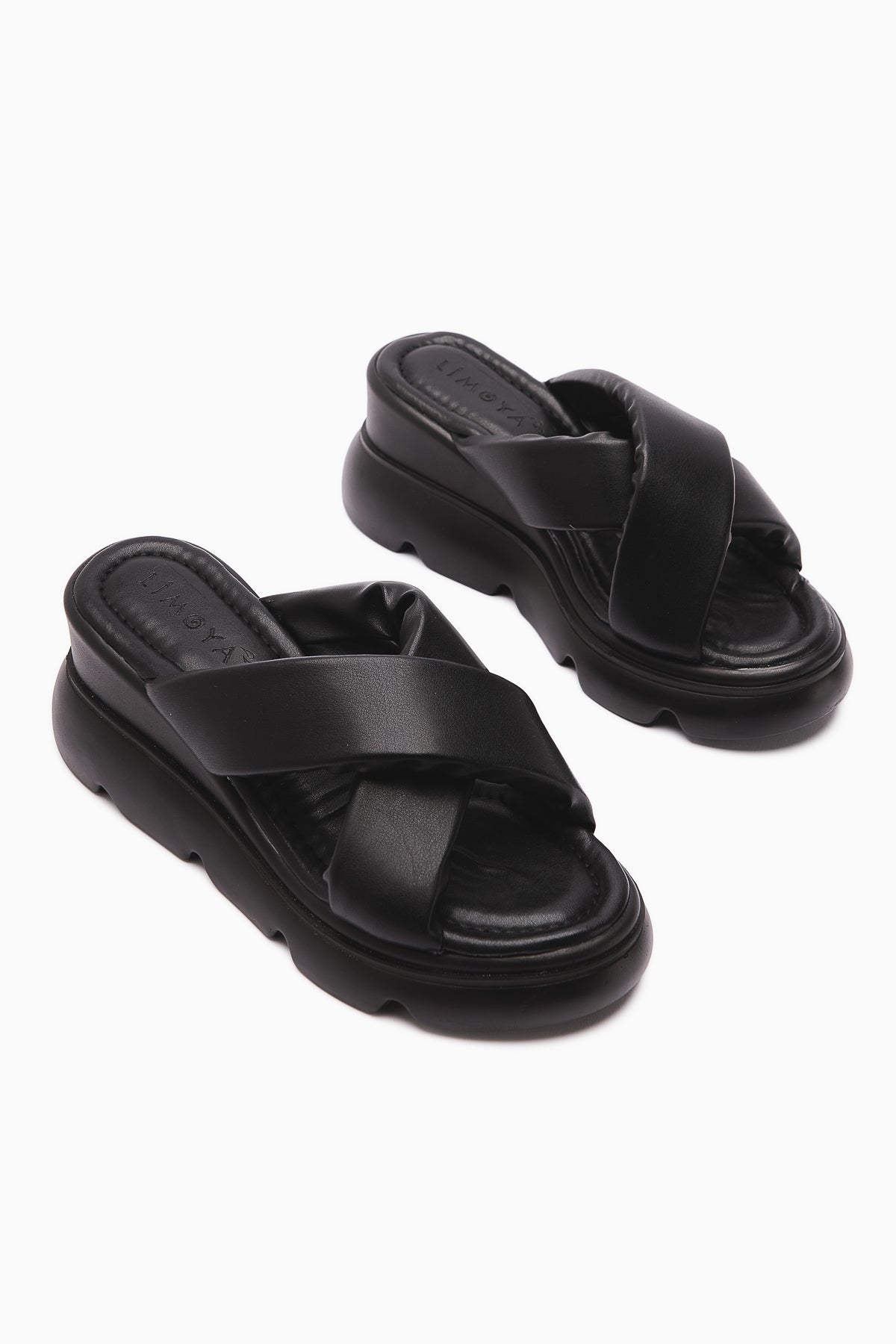 Vicki Black Cross-Strap Fluffy Women's Slipper