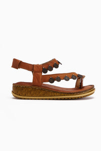 Genuine Leather Lilah Tan Antique Detailed Women’s Sandal
