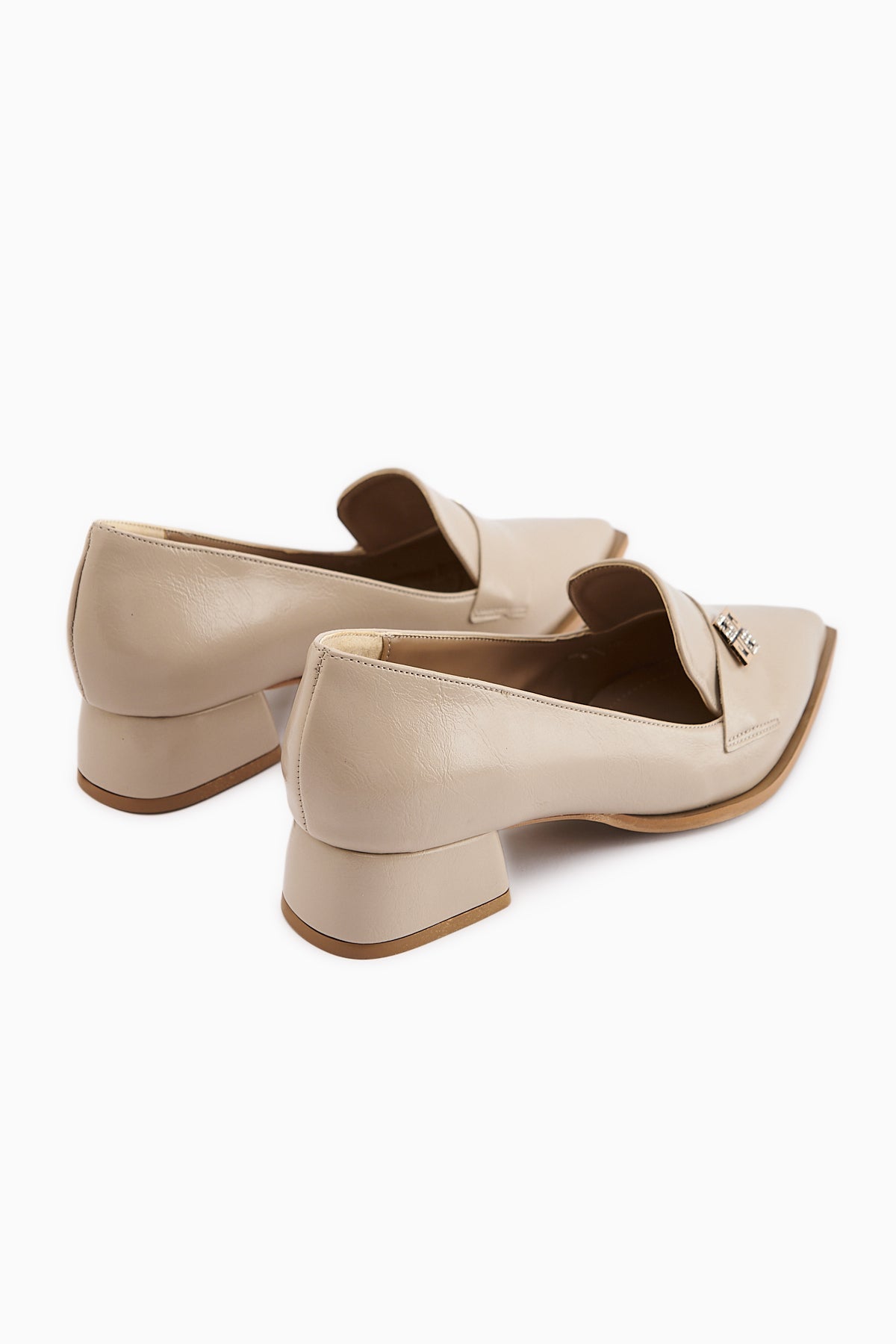 Jaklin Women's Beige Pointed Toe Low Heel Shoe