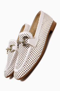 Gazali - White Buckle-Detail Ballet Flat (Women)