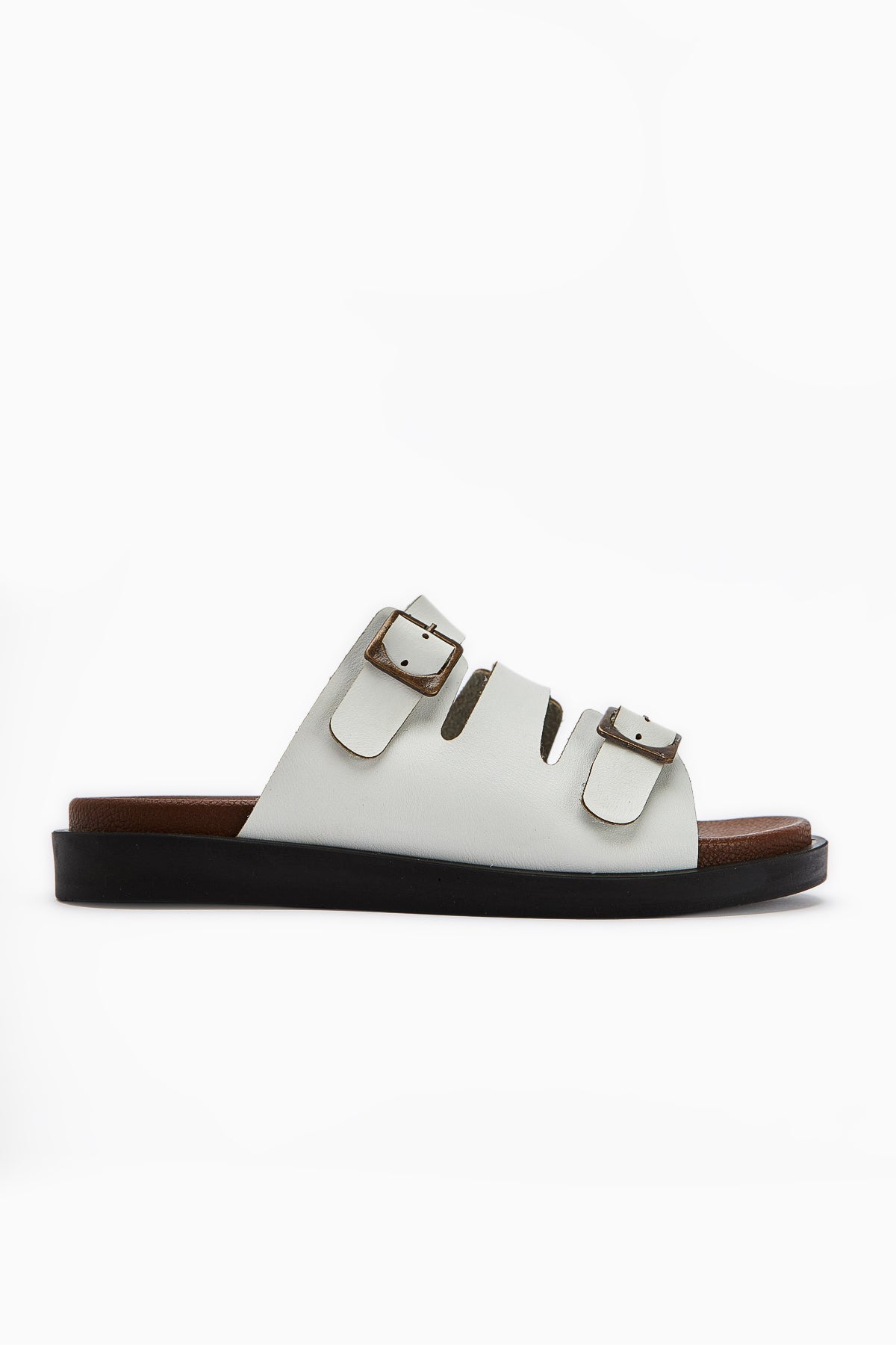 Cosima – White Three-Strap Slide (Women)