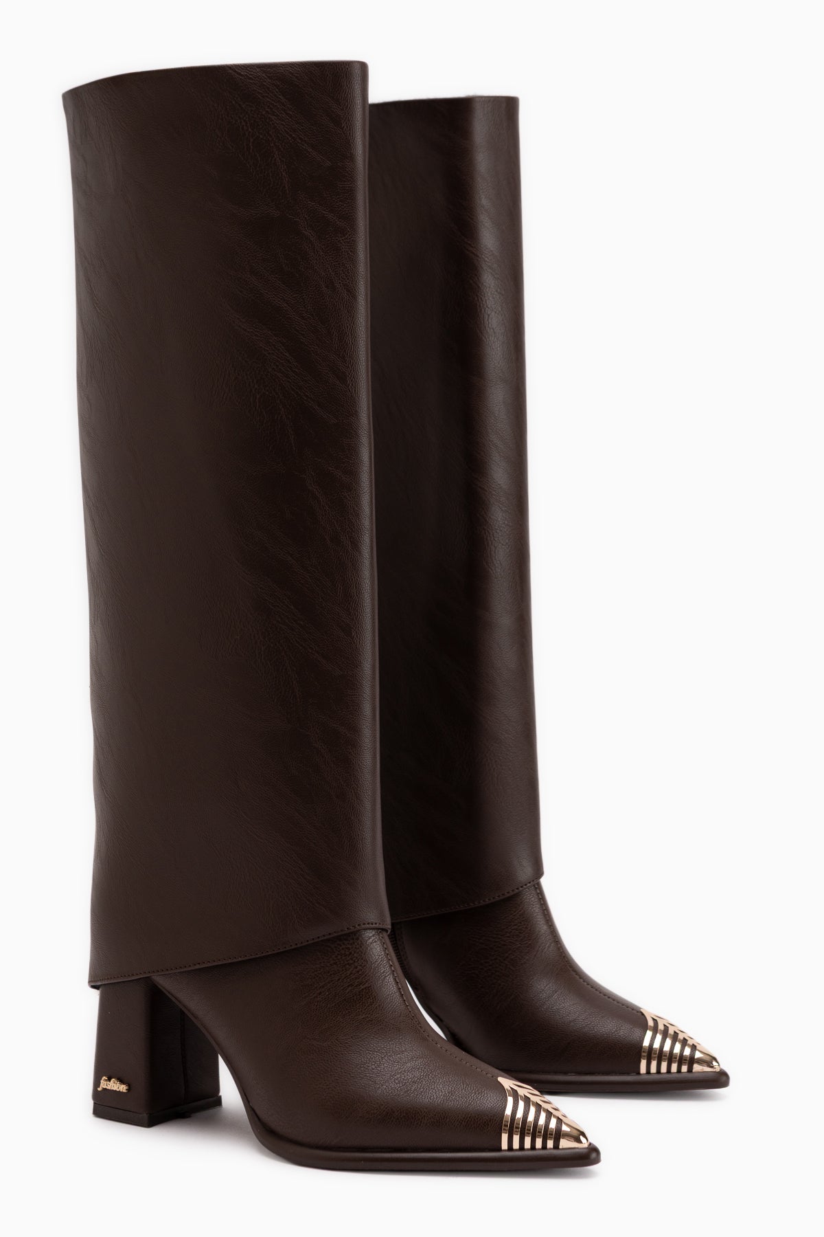 Lacy Brown Removable Cuff 2-in-1 Heeled Women’s Boots & Knee-Highs