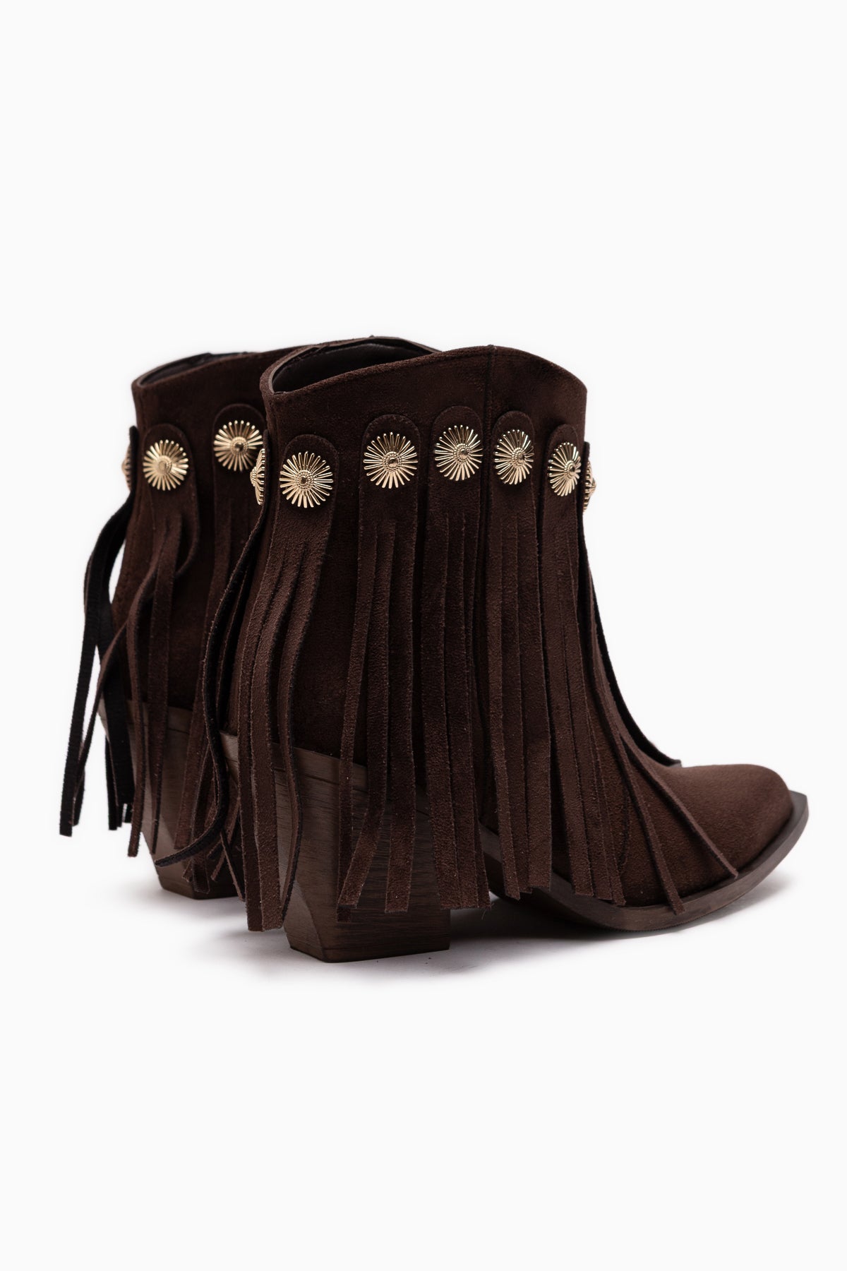 Rodeo Brown Suede Fringed Chunky Heeled Women’s Western Boots