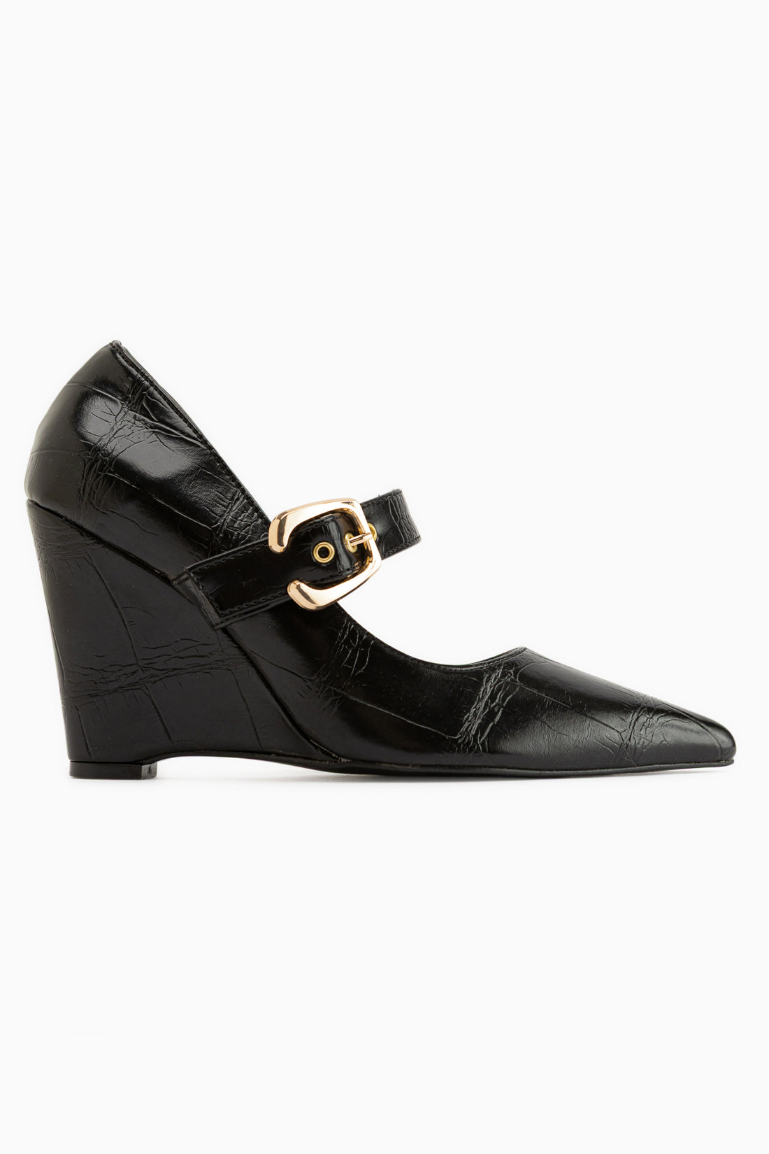 Jody Black Buckle Detailed Pointed Toe Women’s Heeled Shoes