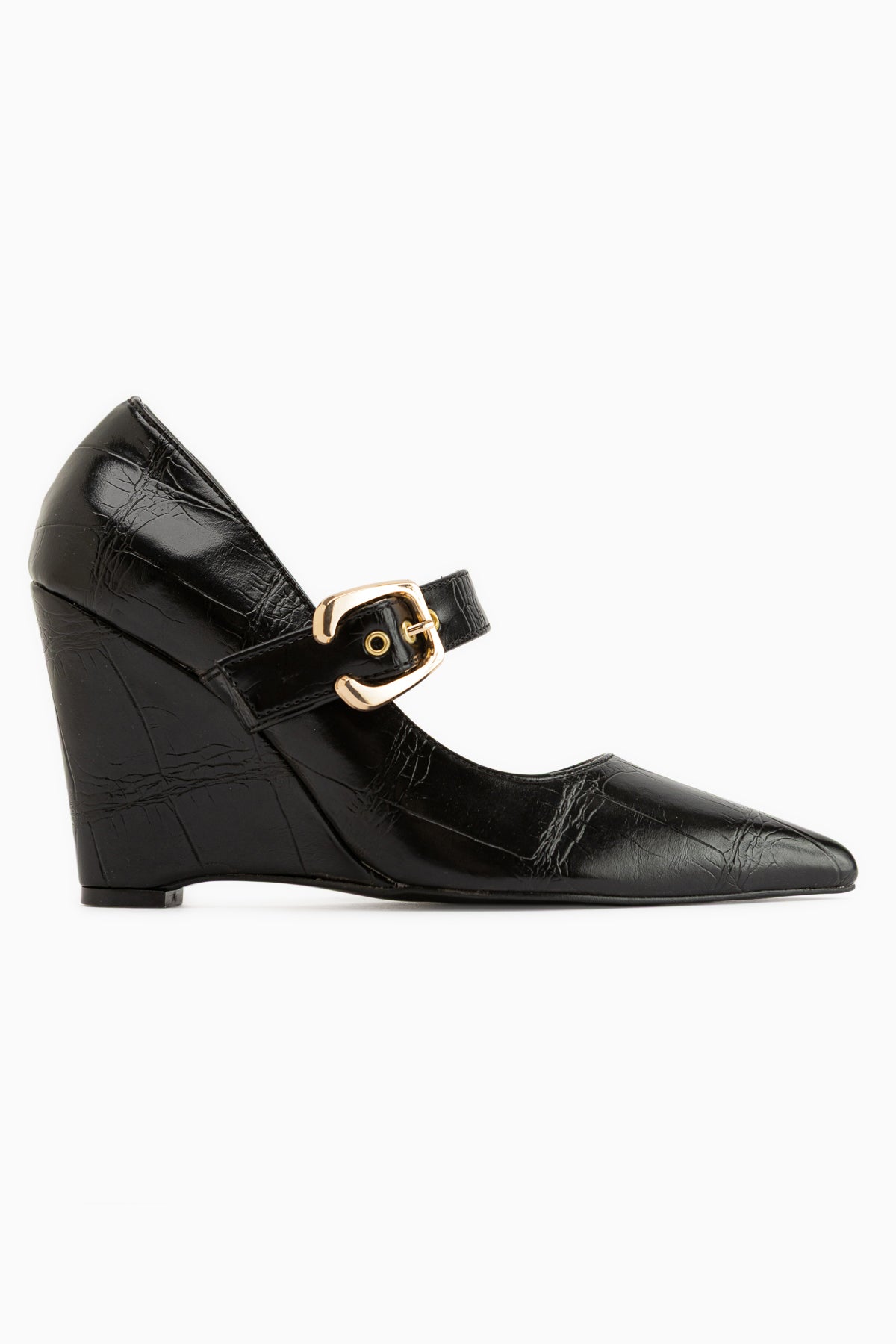 Jody Black Buckle Detailed Pointed Toe Women’s Heeled Shoes