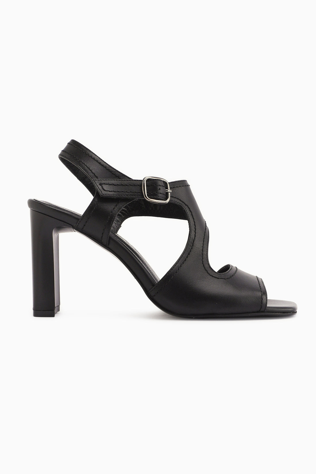 Lucie Genuine Leather Black Thick Heeled Women’s Sandal