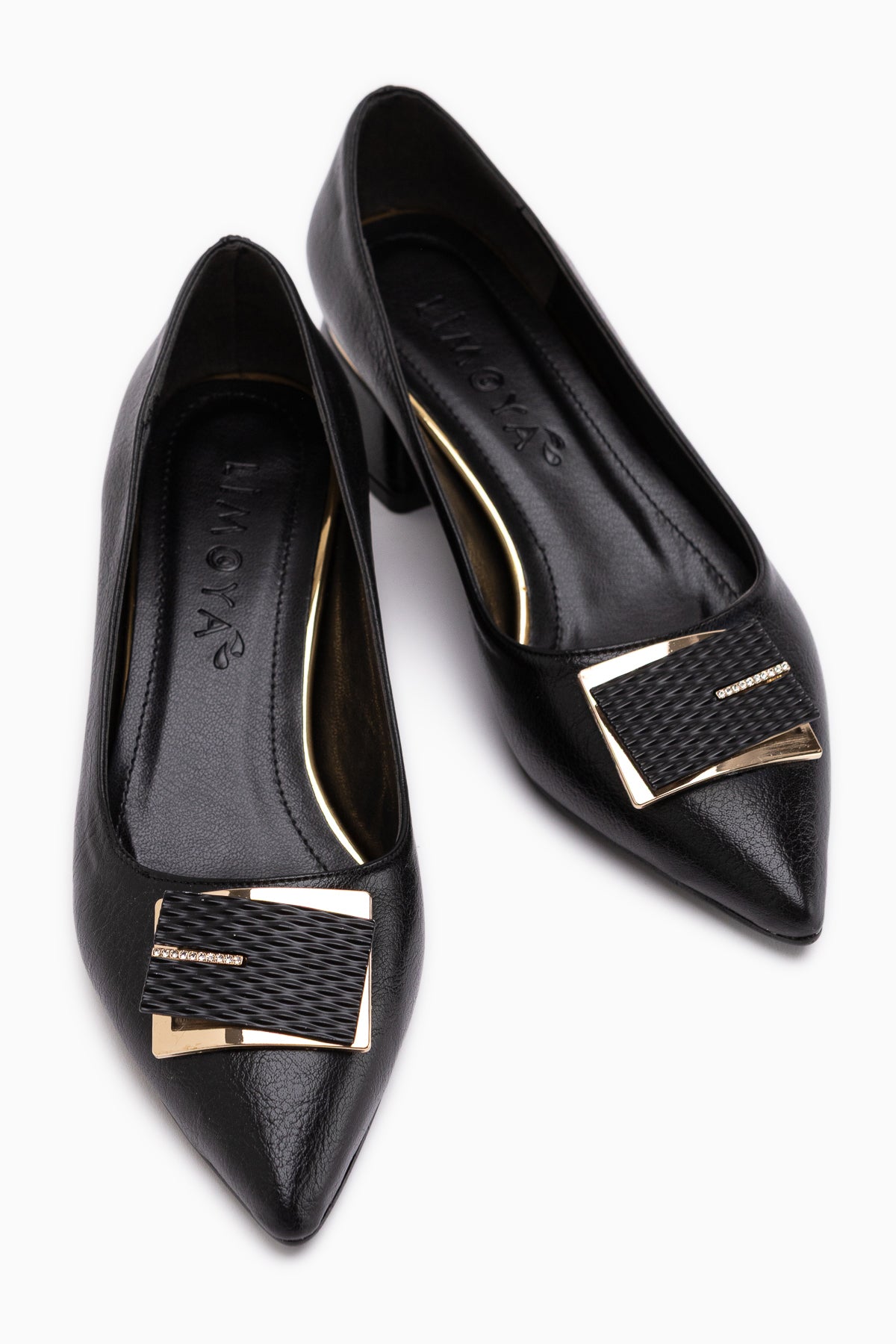 Cindie Black Asymmetrical Buckle Detailed Women’s Heeled Shoes