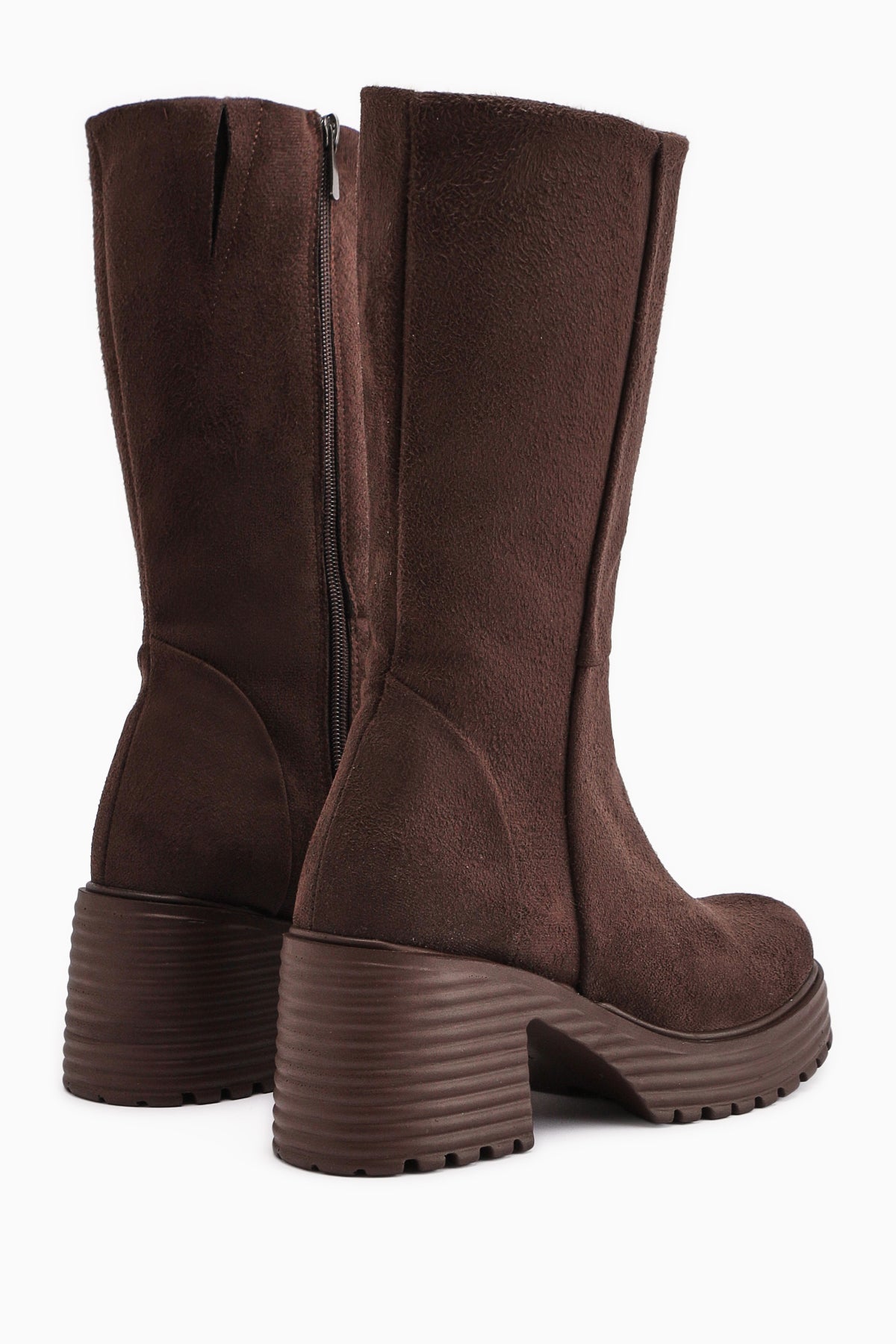 Roseann – Brown Suede Thick-Sole Platform Long Boot