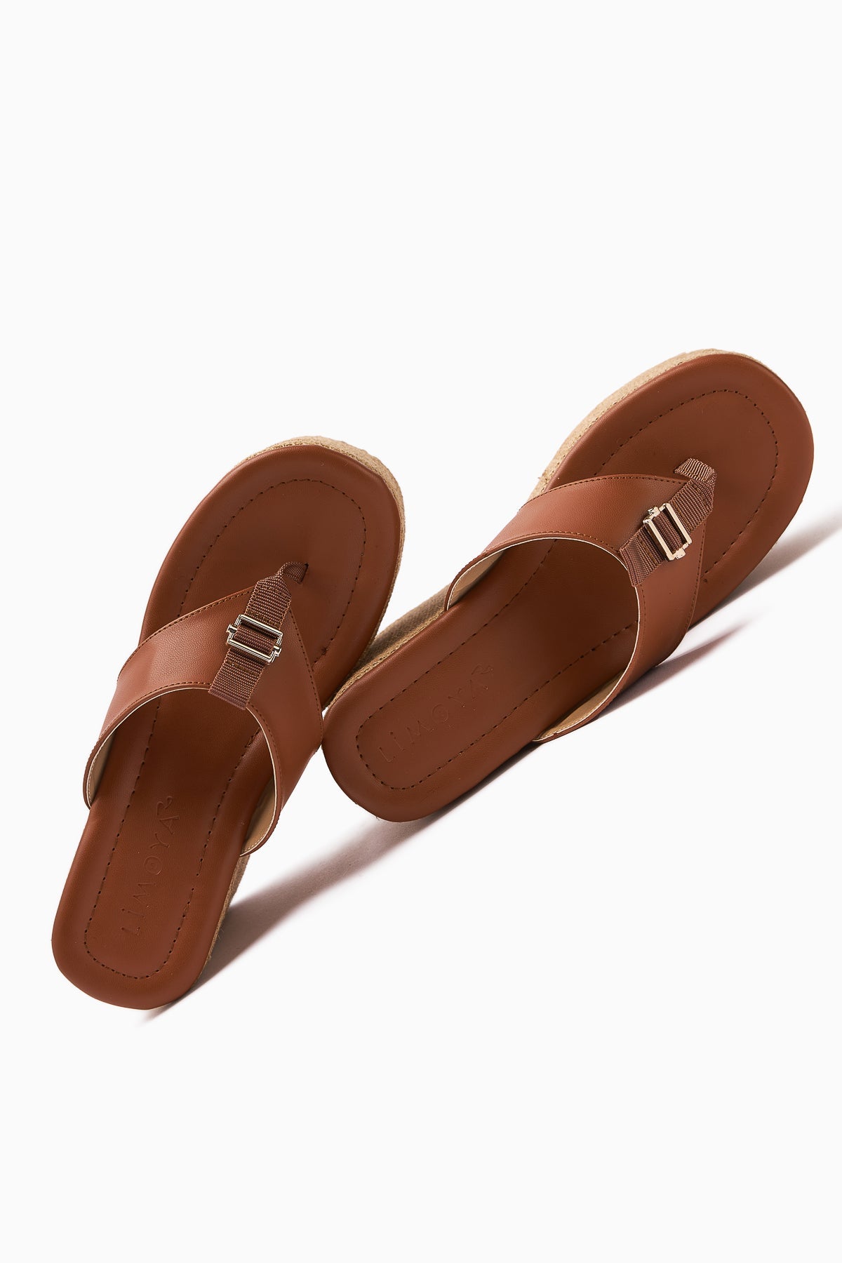 Tania Women's Tan Toe-Post Wedge Sandals with Raffia Sole