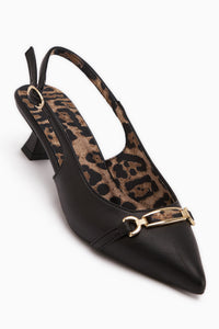 Dima Black Leopard Print Short Heeled Women’s Shoes