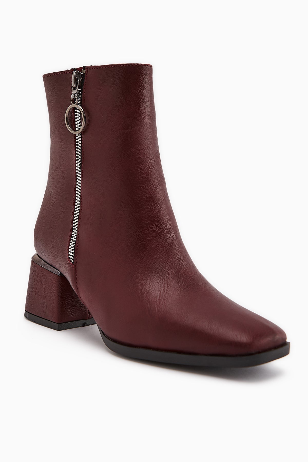 Deyana Maroon Zipper Accessorized Boot
