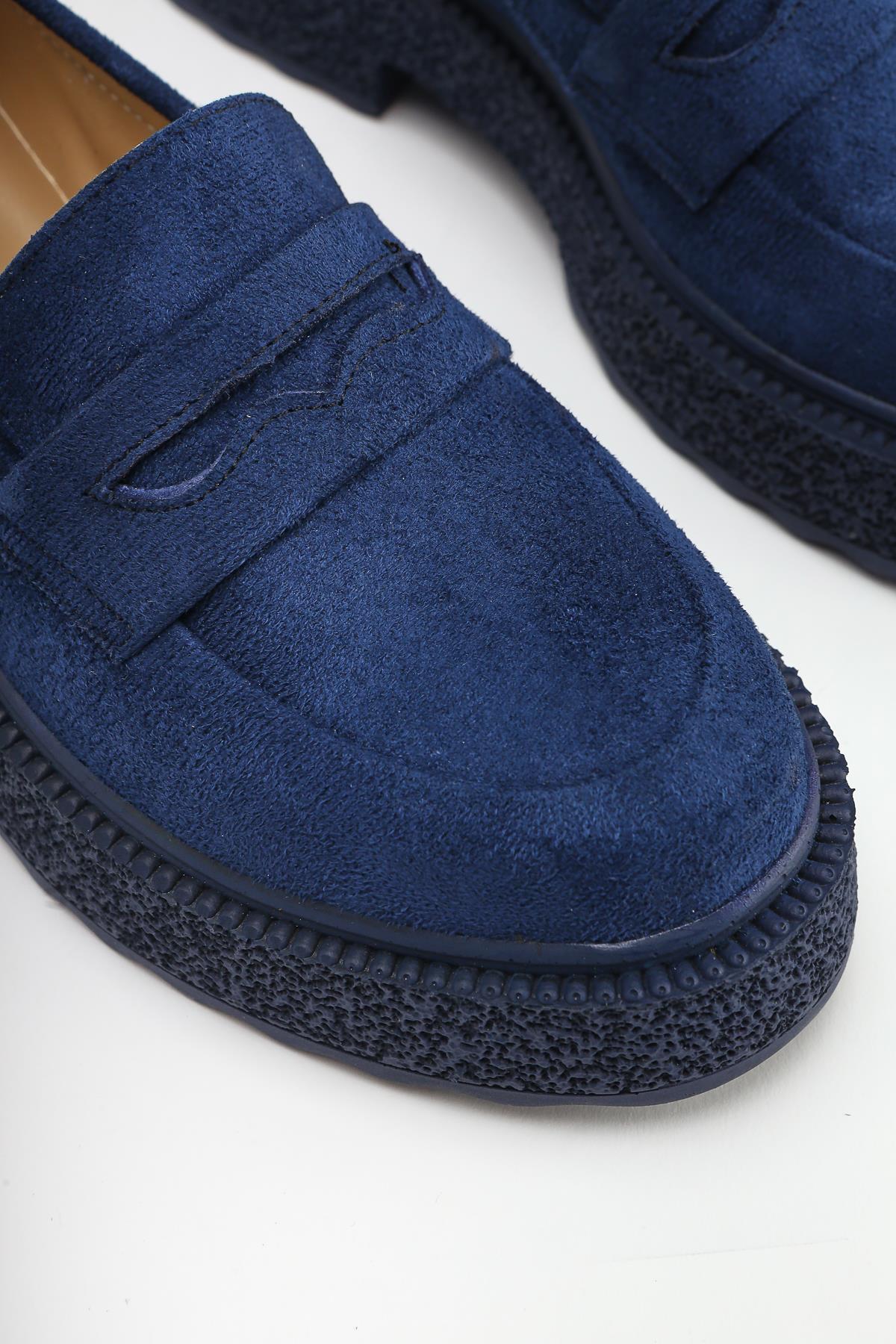 Bojan Navy Blue Suede Thick Soled Women's Casual Shoe