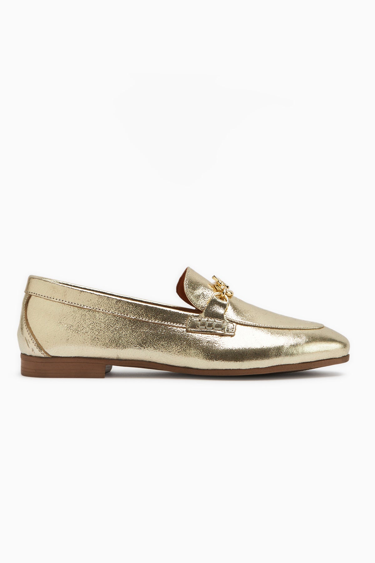 Alessa Genuine Leather Gold Buckle Women’s Loafer Daily Moccasin Shoes