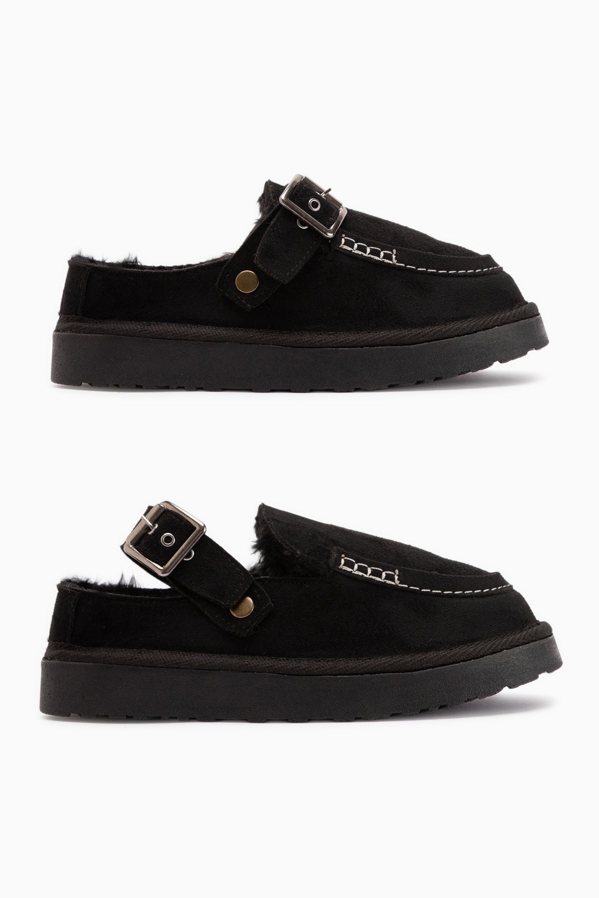 Cathy Black Suede Fur Women’s Slippers