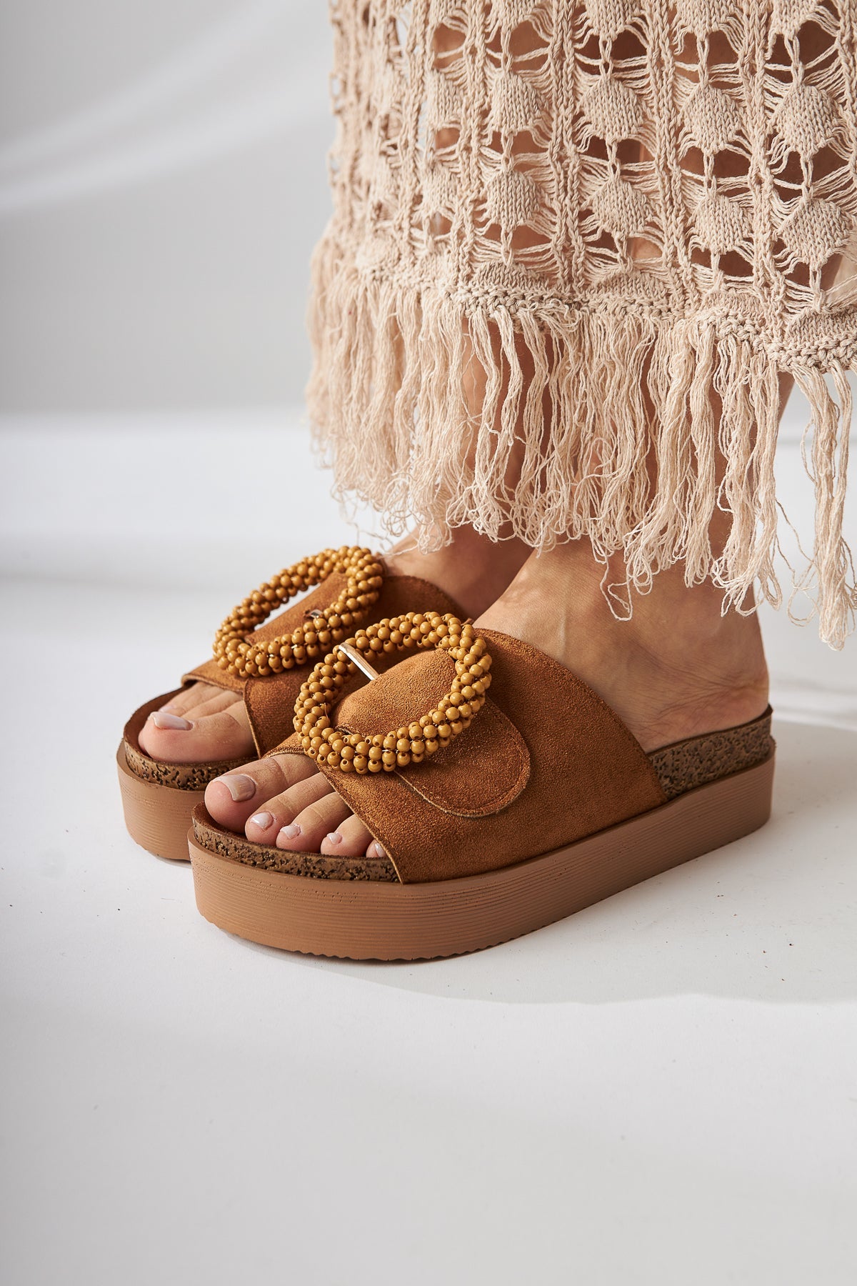 Kamila Taba Suede Beaded Women's Comfort Slipper