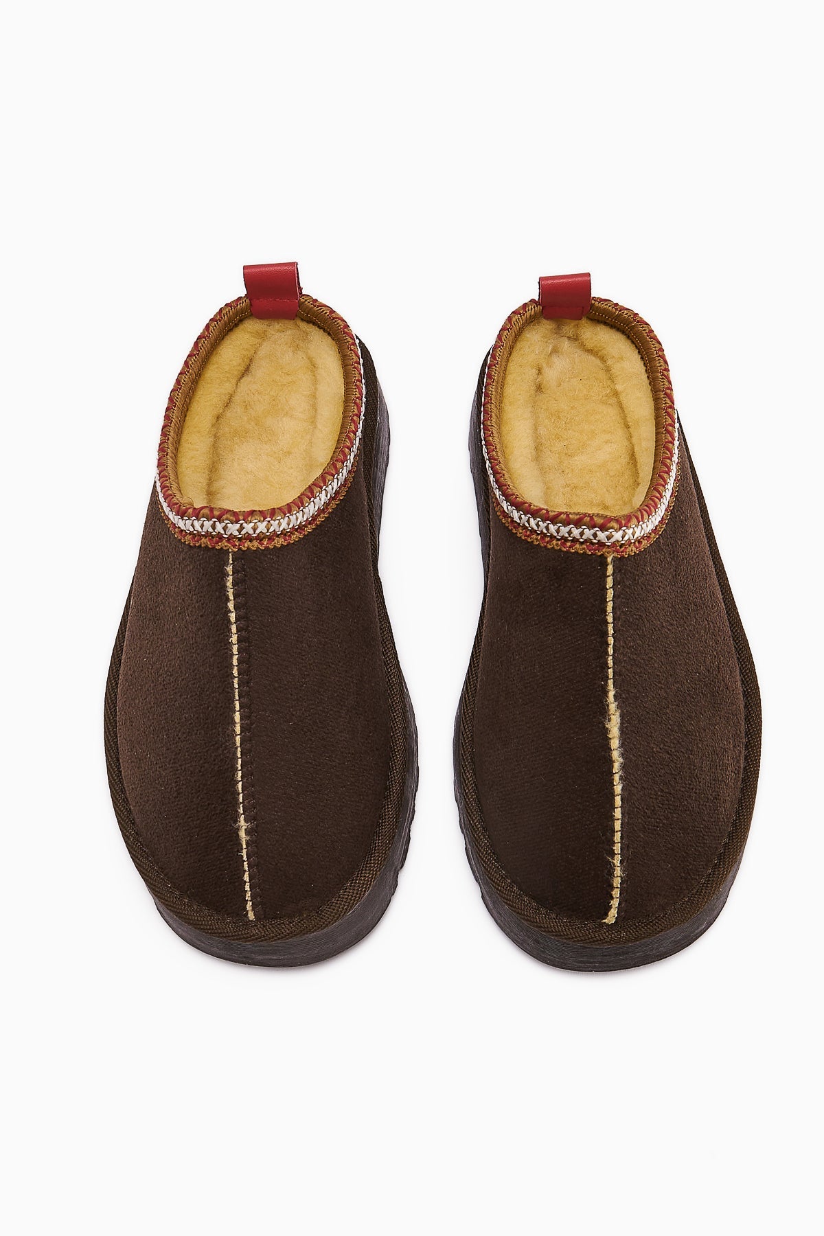 Anne-Liis – Brown Suede Woven-Detail Winter Slide (Women)
