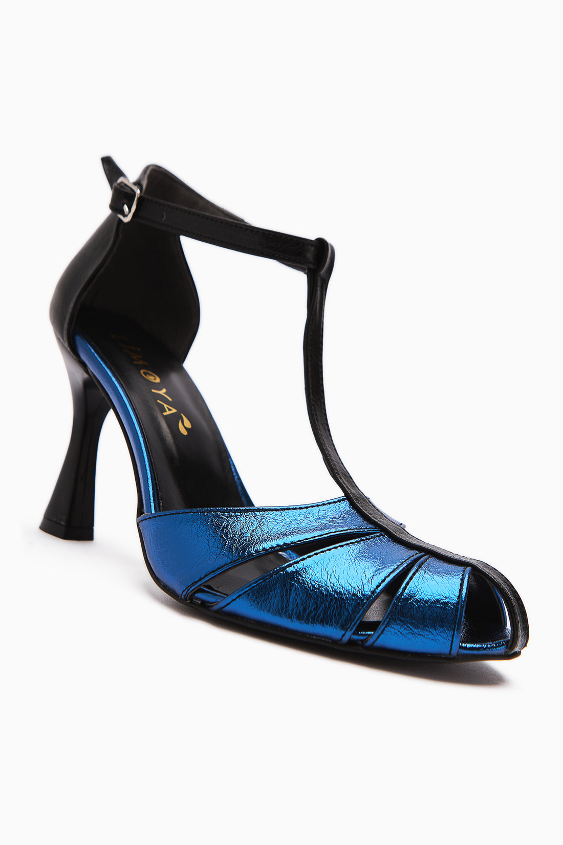 Mian Genuine Leather Blue Buckle Detailed Women’s Heeled Shoes