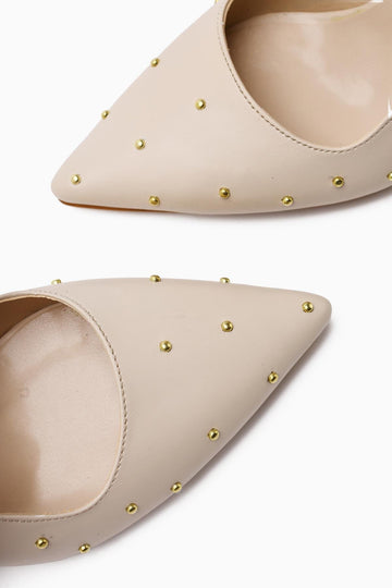 Audrey Nude Pointed Toe Women's Heels with Stud Detail